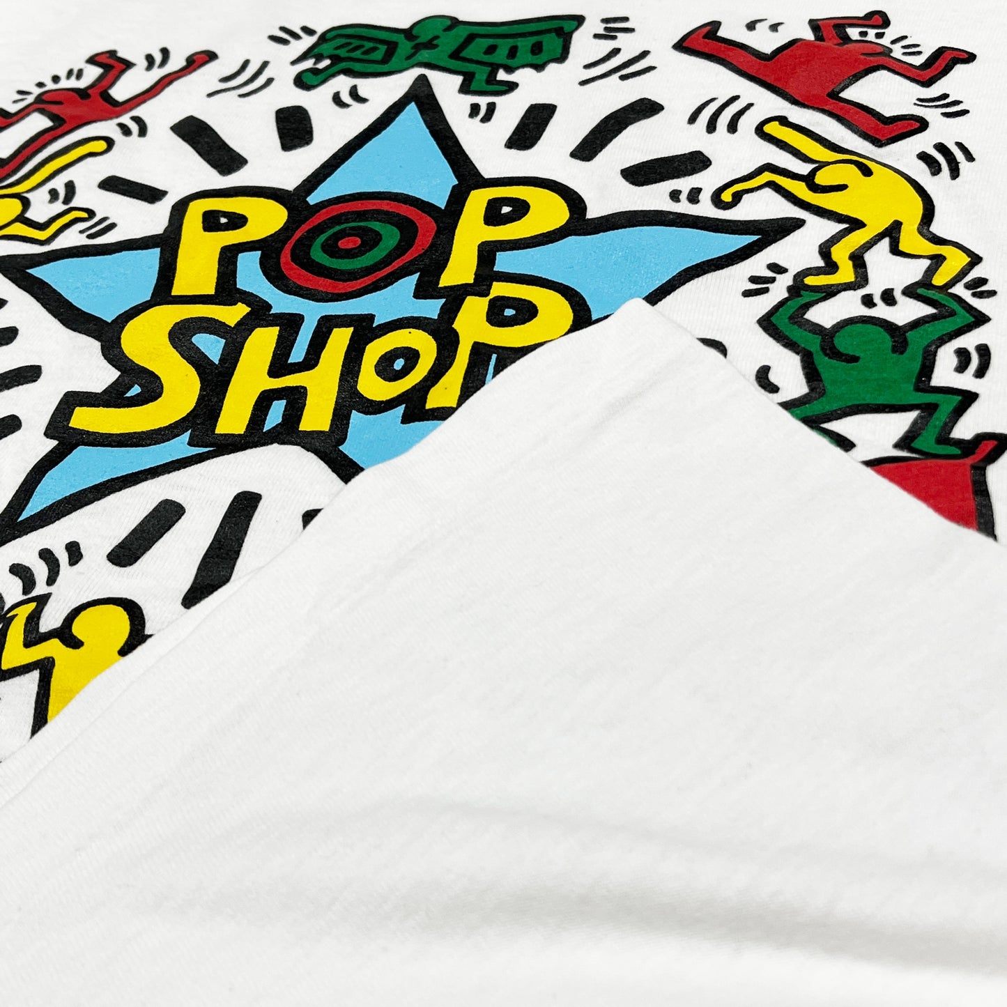 90s Hanes Keith Haring Pop-Shop L/S T M ディテール 2 Keith Haringのポップなプリント拡大