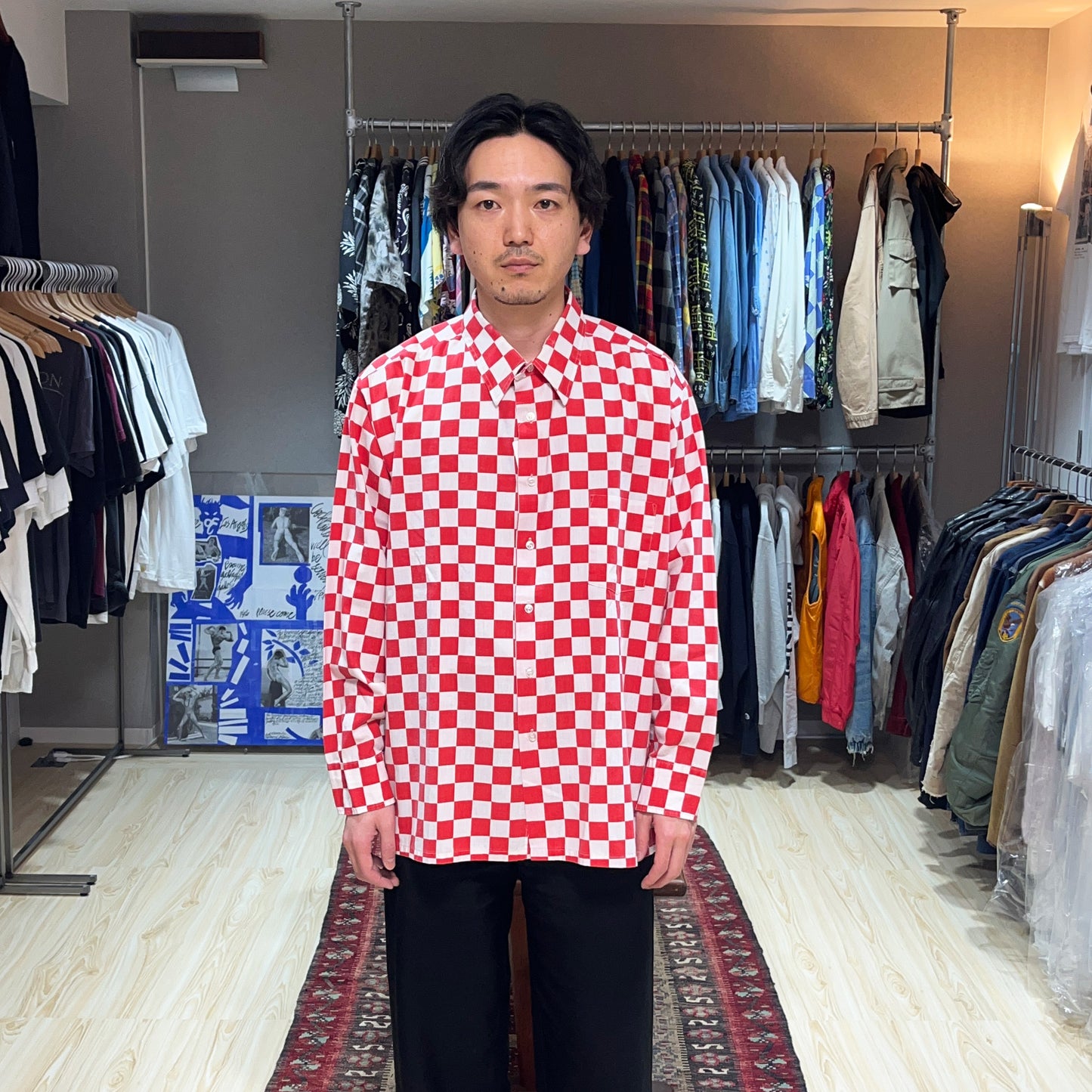 70's UnKnown Checker L/S SH Size (XXL) ビッグサイズ!