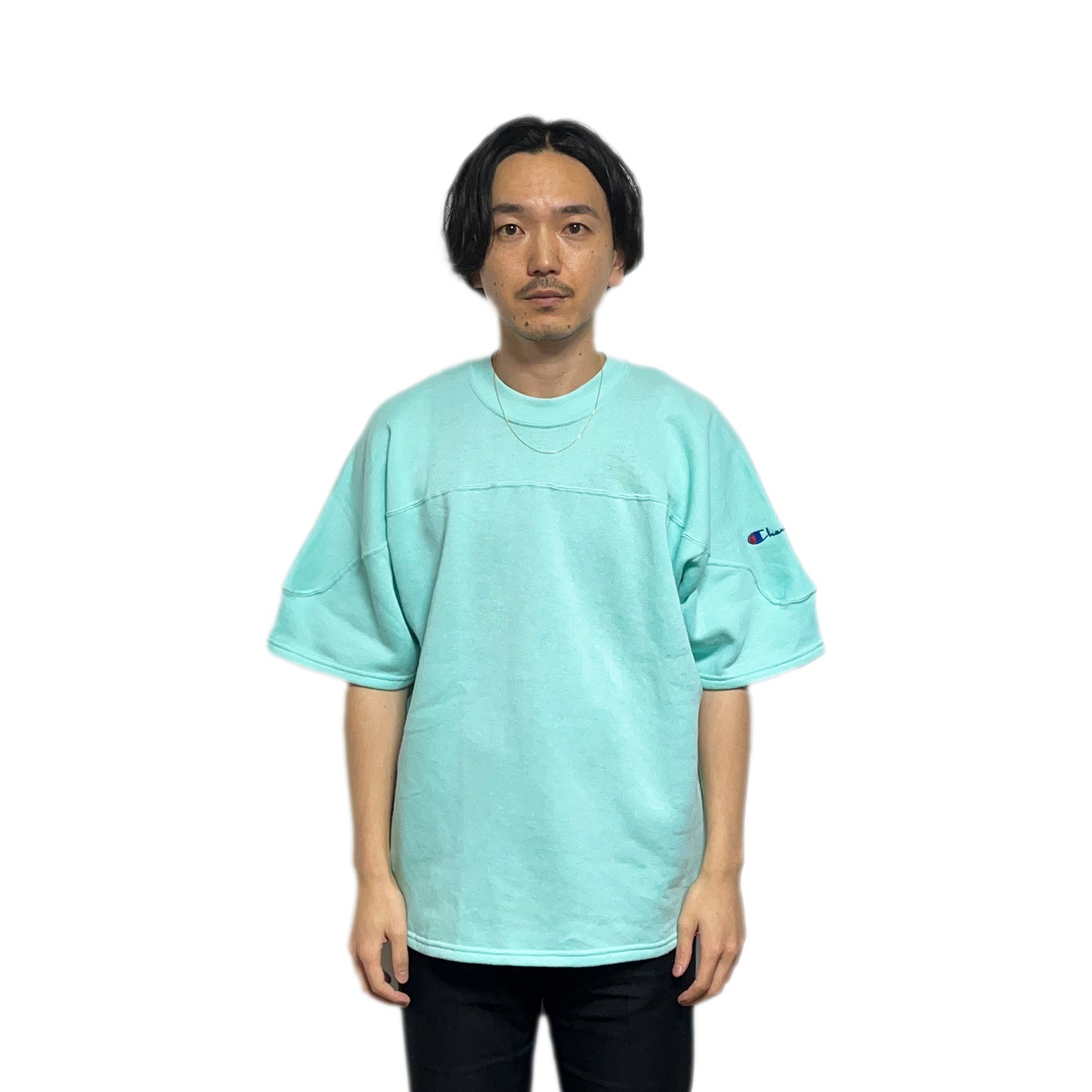 90's 青刺繍タグ Champion S/S Sweat Size (L)