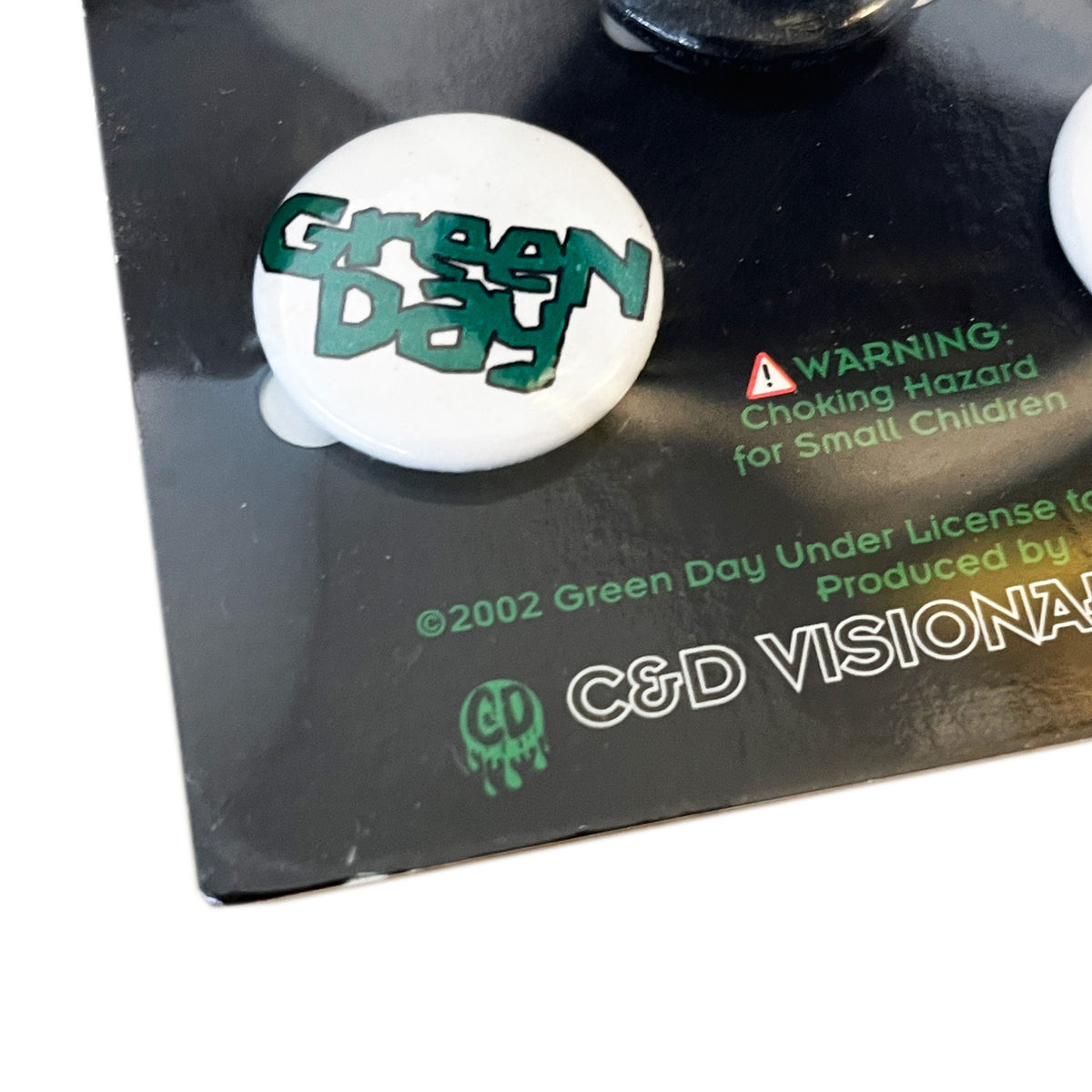グリーンデイ Greenday バッジ缶バッジセット デッドストック ディテール 2 白ベースに緑のロゴ 警告ラベル C&D Visionary