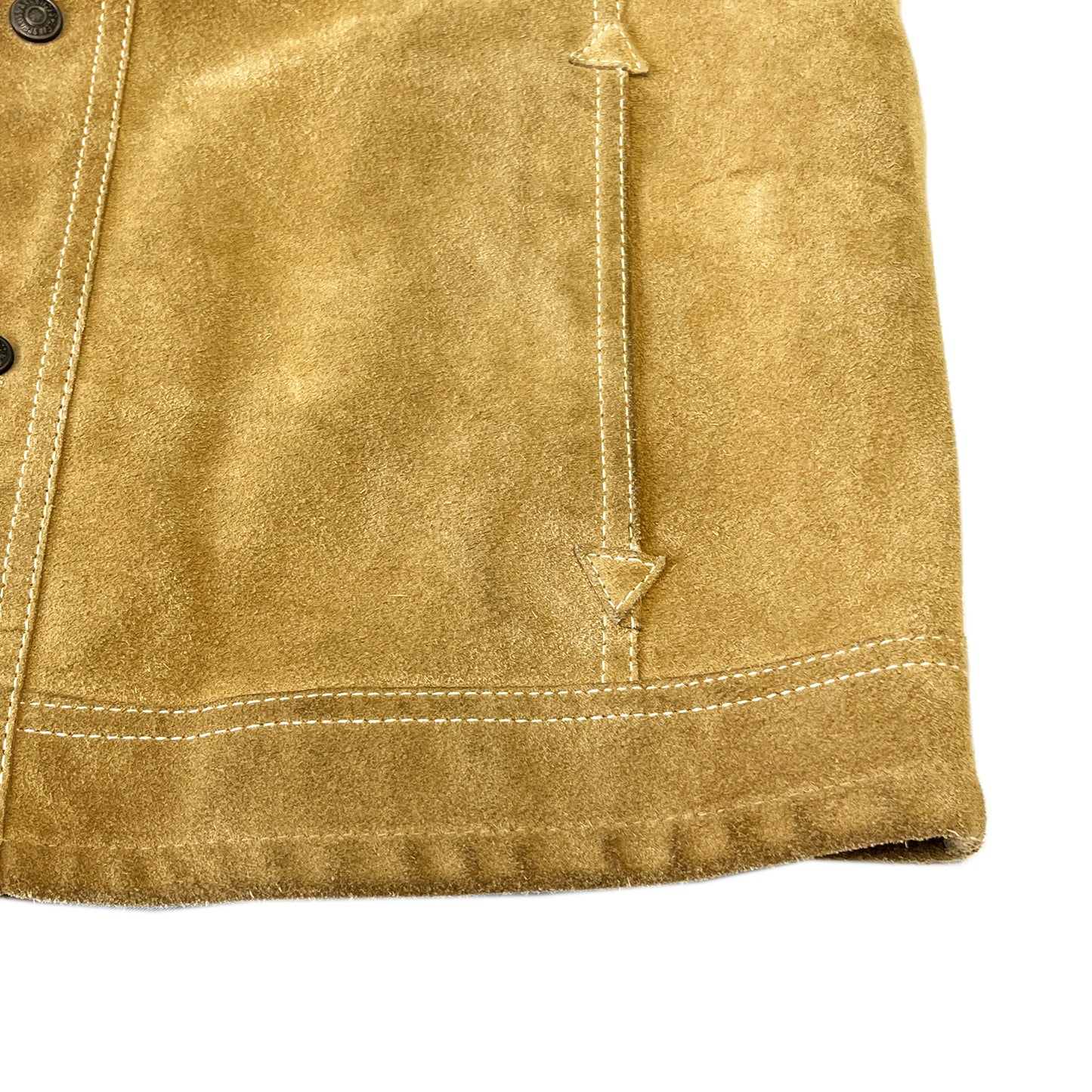 70s〜 Levi's Suede JKT 40 ディテール 8 古着 ベージュ色 素材感 ボタン 三角形のディテール