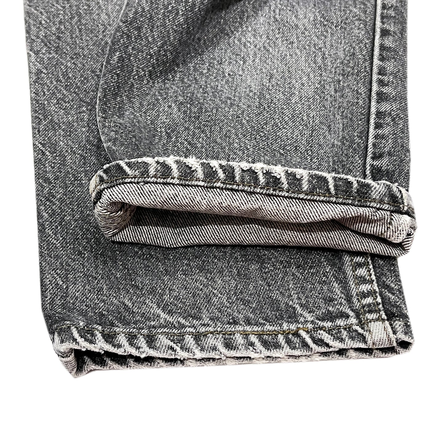 90s Levi's 550 Black Denim PT W33 L30 ディテール 3 デニム素材 縫い目 タグ