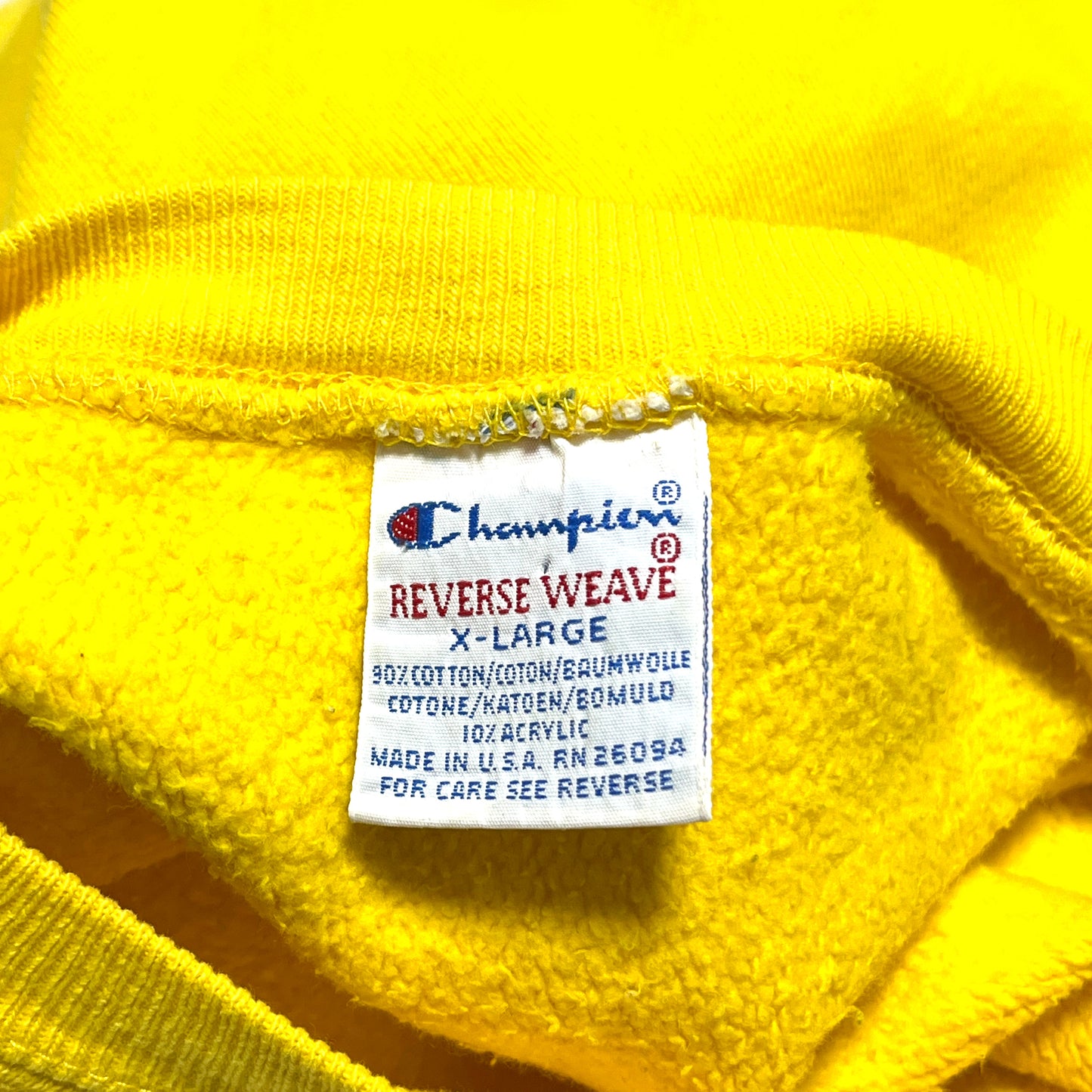 80's Champion R/W Crew Yellow 目無し Size (XL)