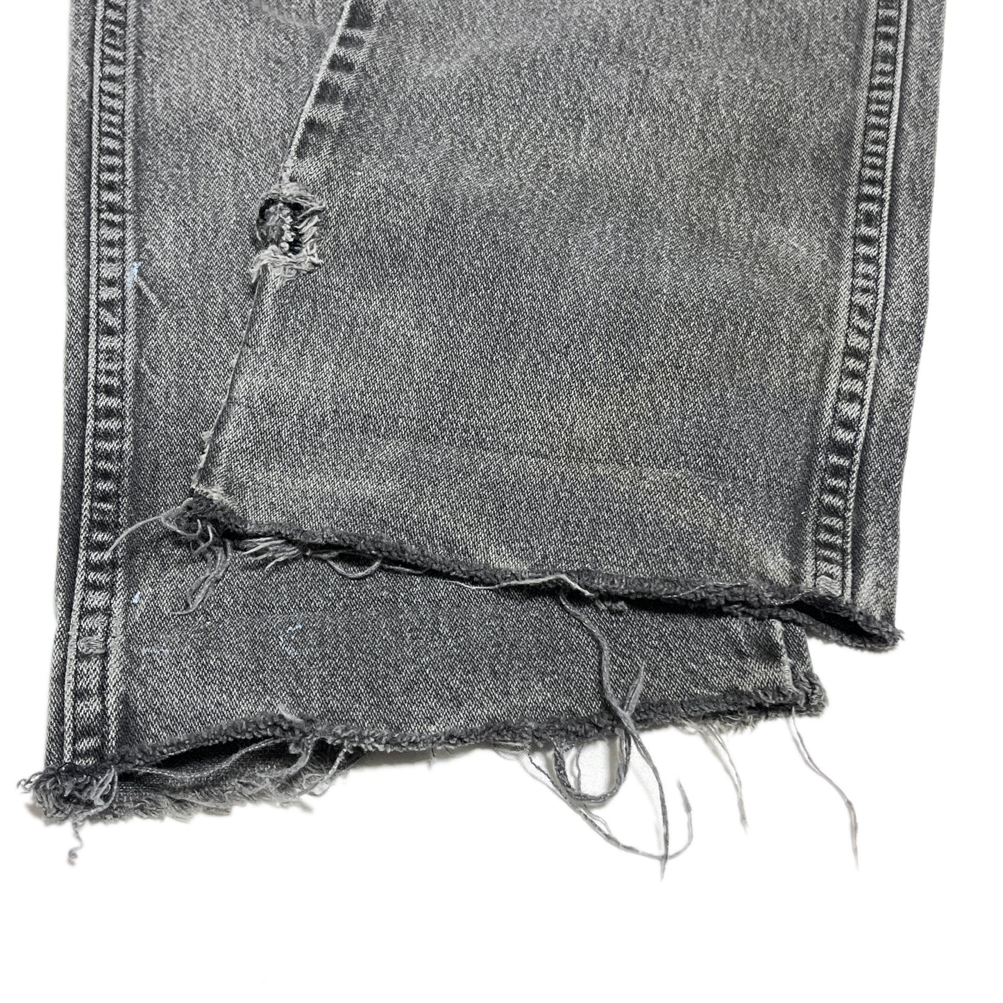 90s Wrangler Black Denim PT W32 L30 ディテール 6 破れ 素材 ボタン