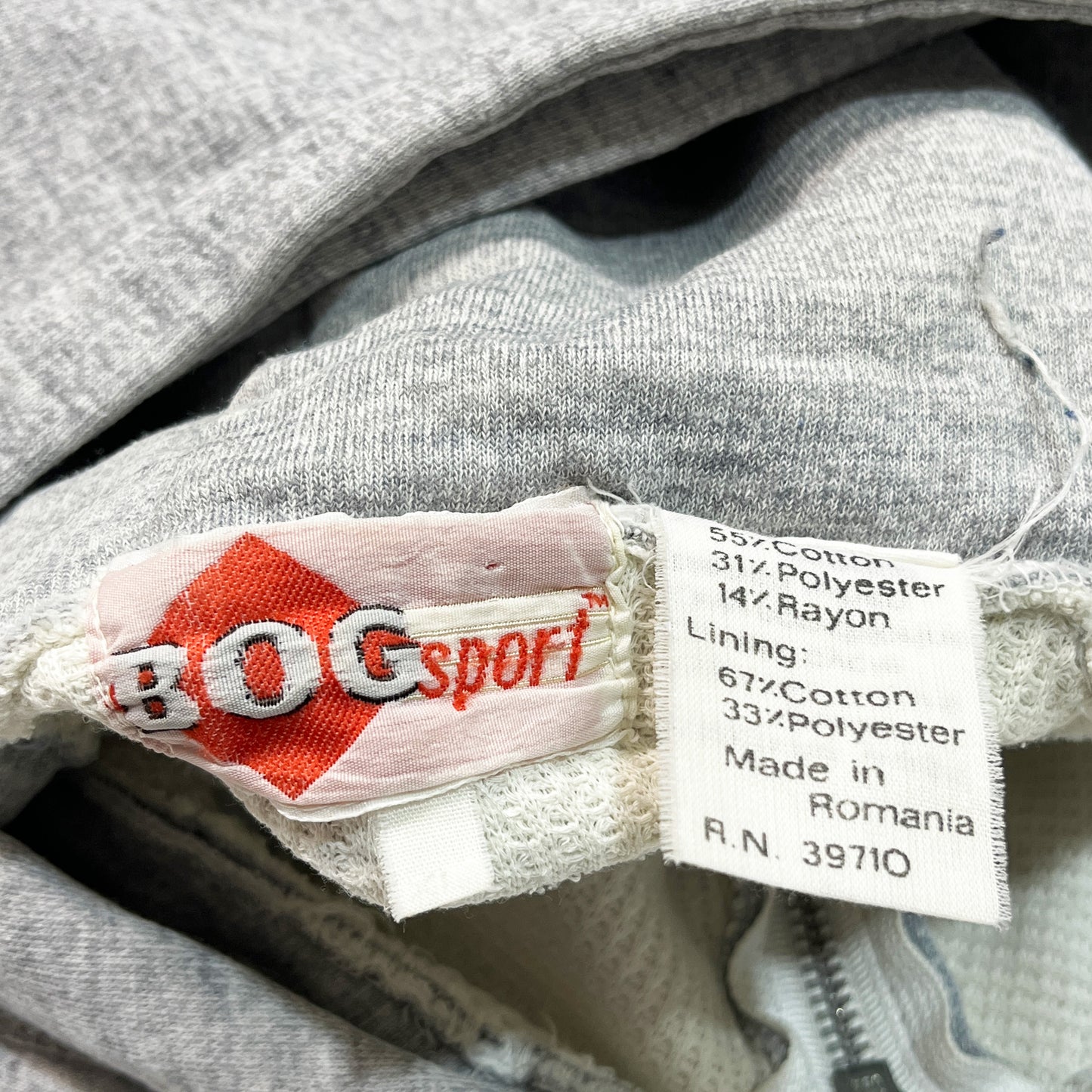 80's〜 BOG Sport Zip Parka Gray 裏サーマル付き Size (L)位 ルーマニア製