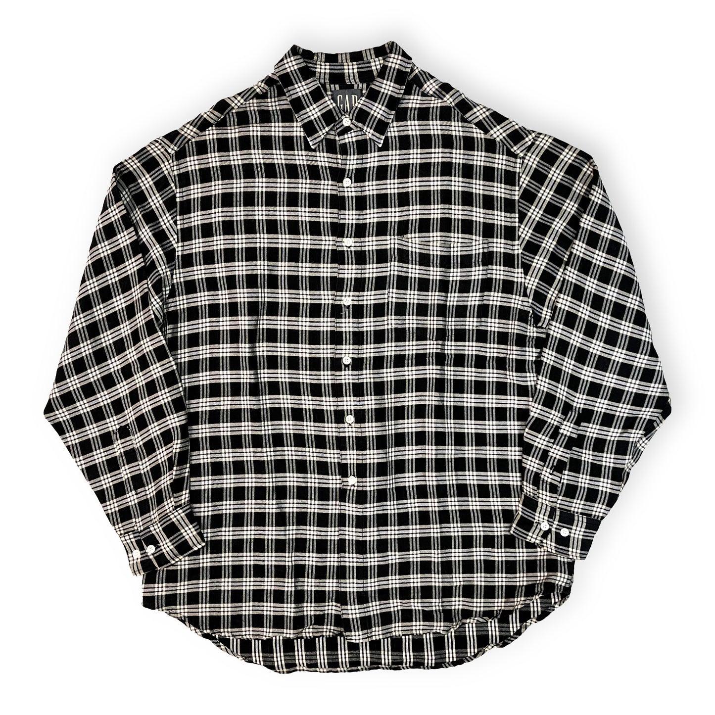 Old Gap L/S SH Rayon X Ramie 好配色チェック Size (L)