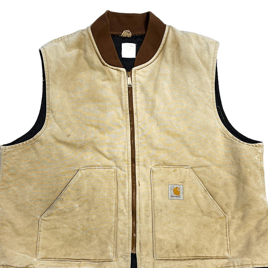 16 Carhartt ダックベスト ベージュ Size (XXL)位 ビッグサイズ!