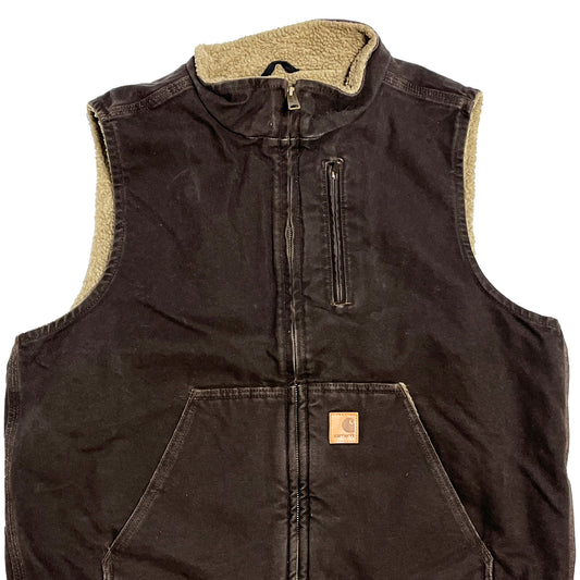 13 メキシコ製 Carhartt ダックベスト ボア ブラウン Size (L)