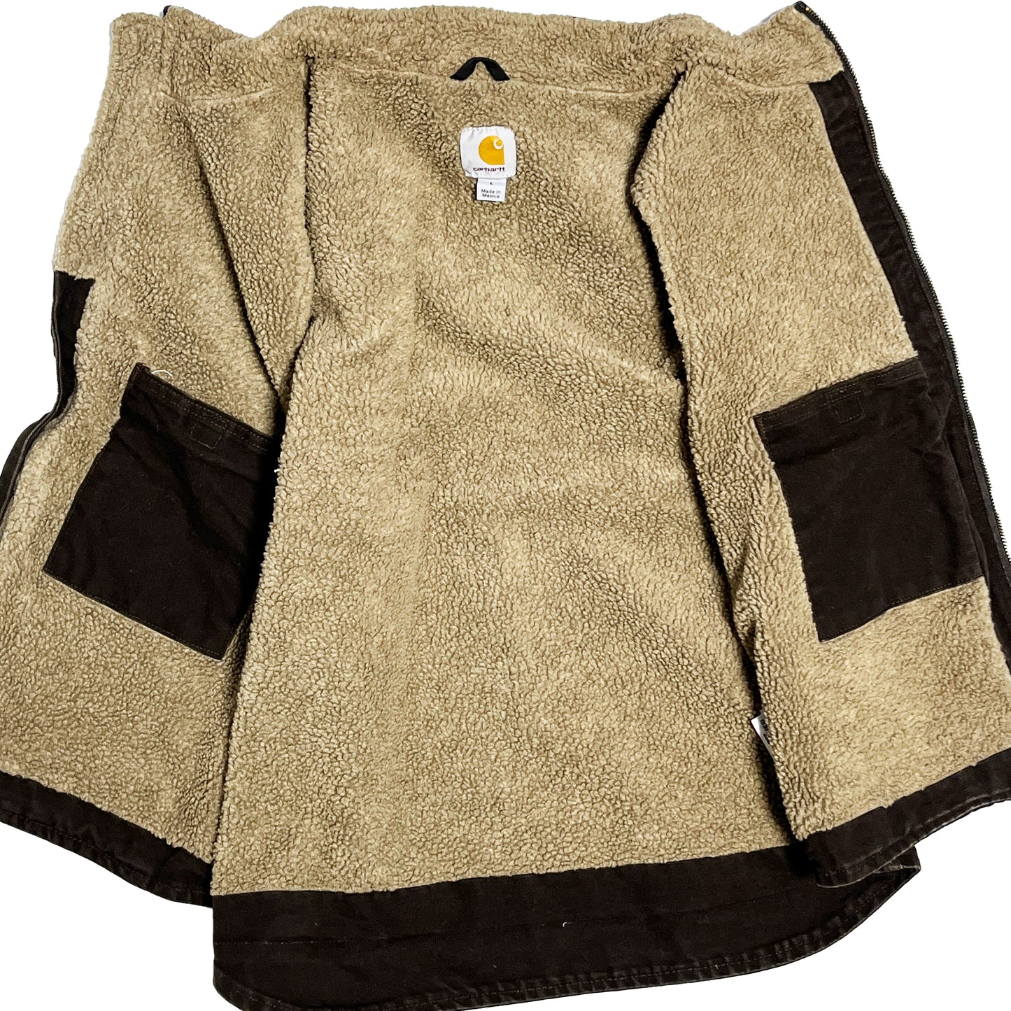 13 メキシコ製 Carhartt ダックベスト ボア ブラウン Size (L)