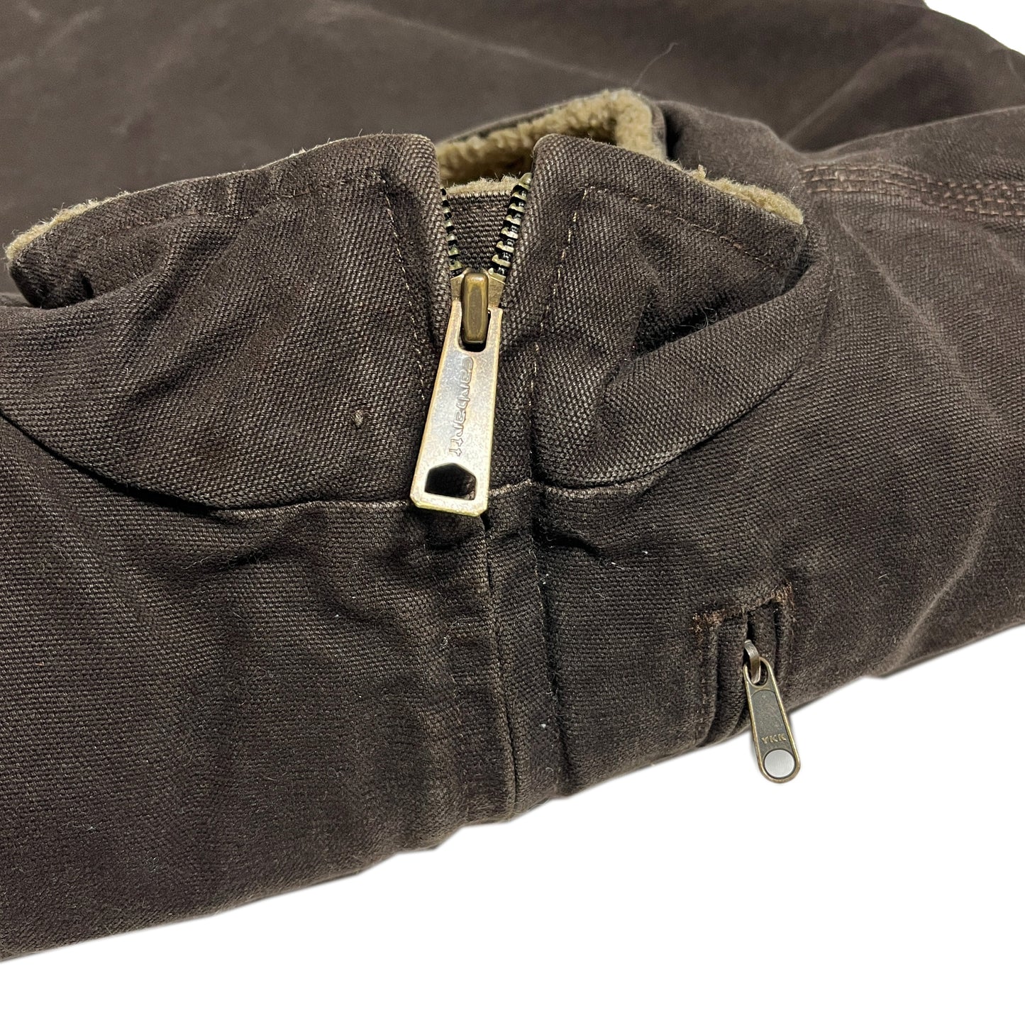13 メキシコ製 Carhartt ダックベスト ボア ブラウン Size (L)