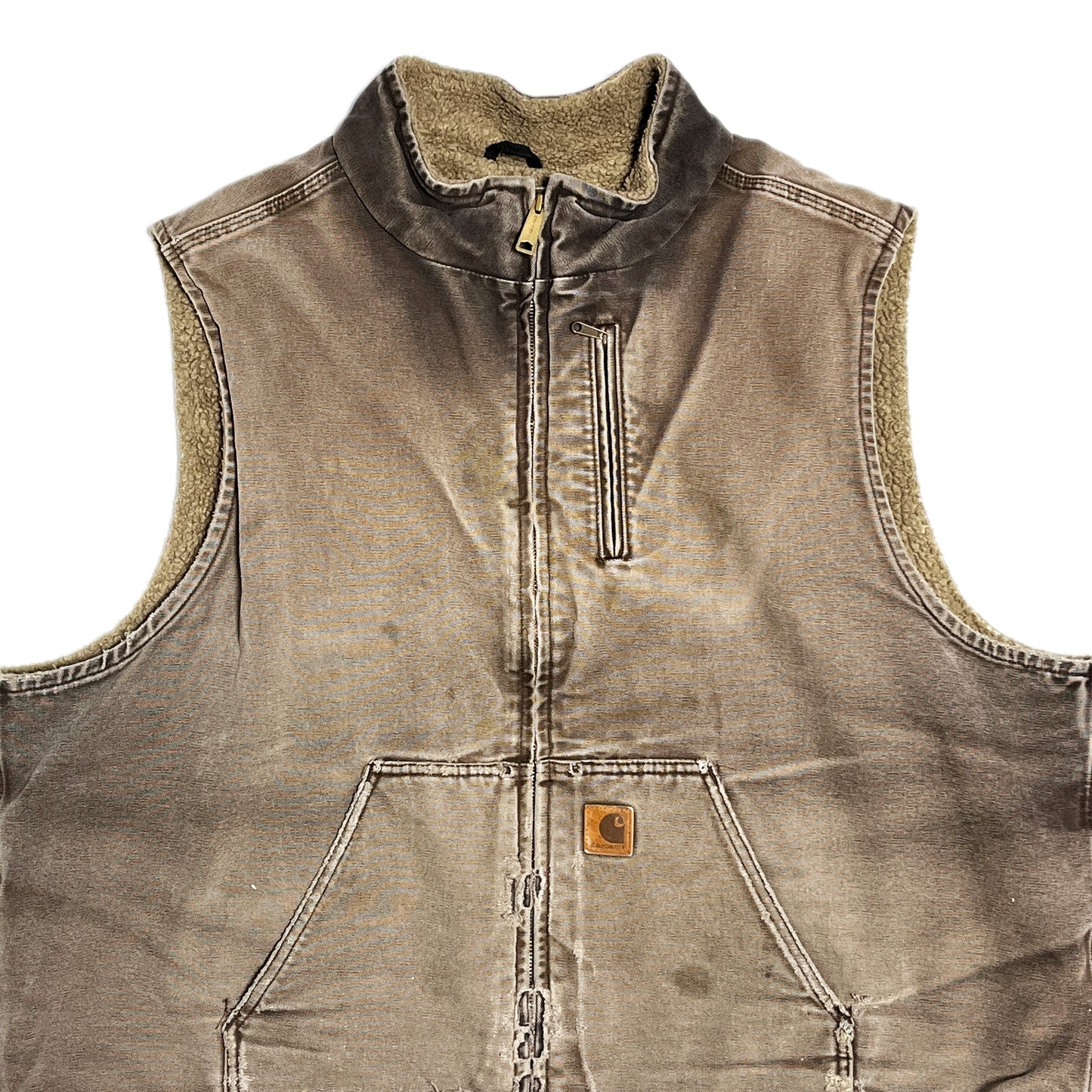 11 メキシコ製 Carhartt ダックベスト ボア ブラウン Size (3XL) ビッグサイズ!