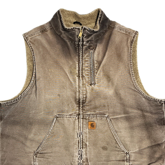 11 メキシコ製 Carhartt ダックベスト ボア ブラウン Size (3XL) ビッグサイズ!