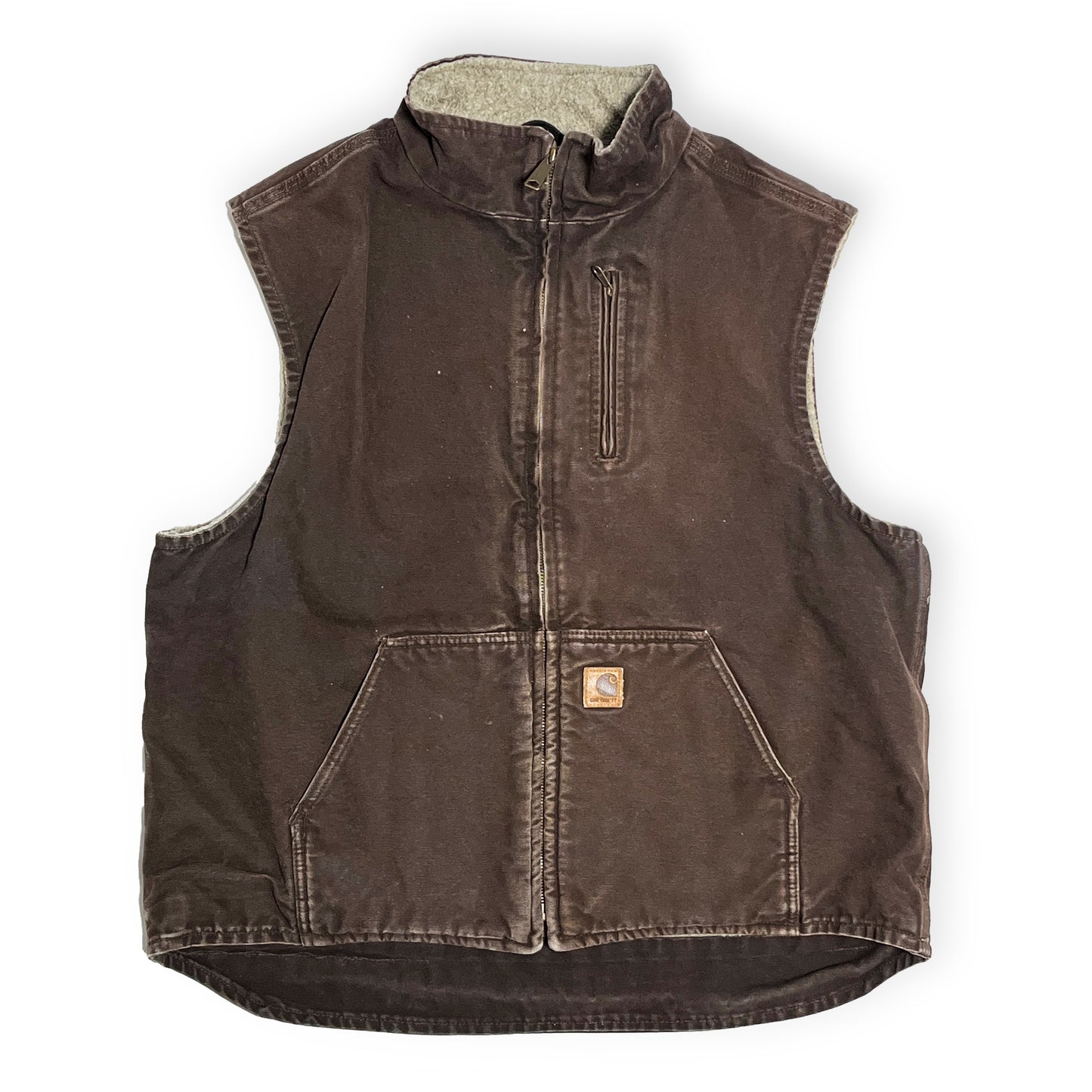 12 メキシコ製 Carhartt ダックベスト ボア ブラウン Size (XL)