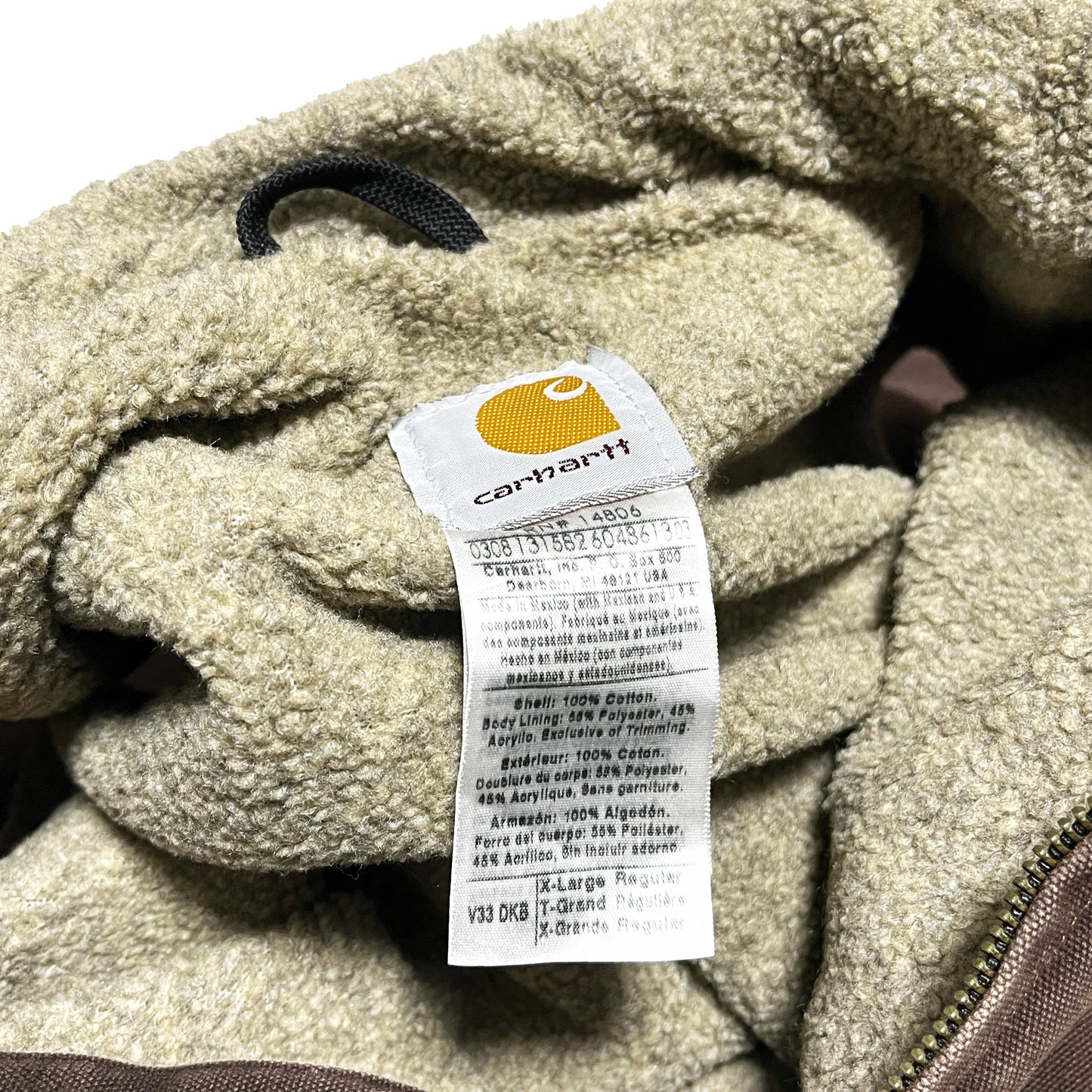 12 メキシコ製 Carhartt ダックベスト ボア ブラウン Size (XL)