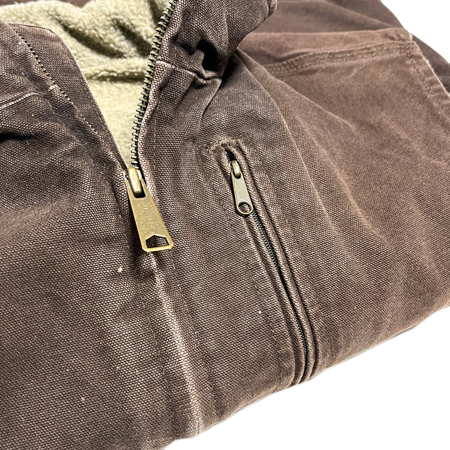 12 メキシコ製 Carhartt ダックベスト ボア ブラウン Size (XL)