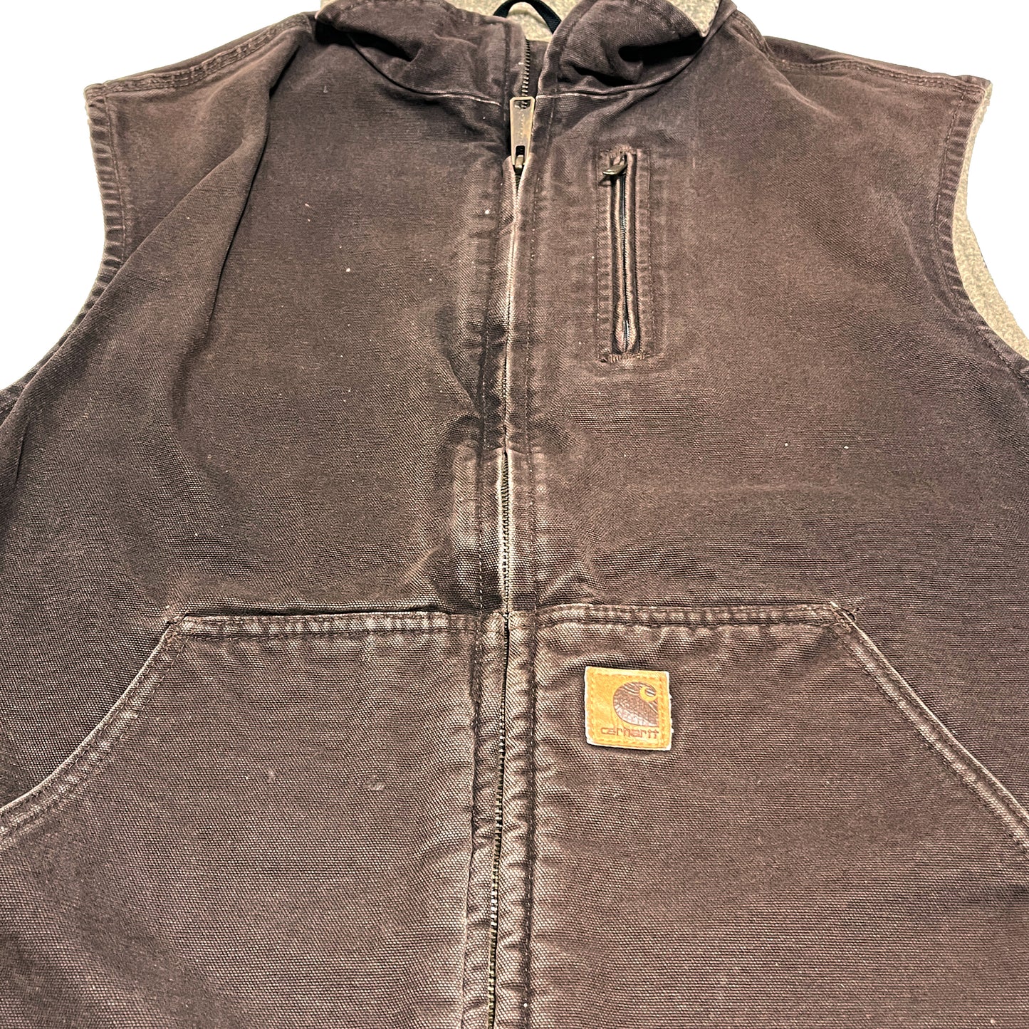 12 メキシコ製 Carhartt ダックベスト ボア ブラウン Size (XL)