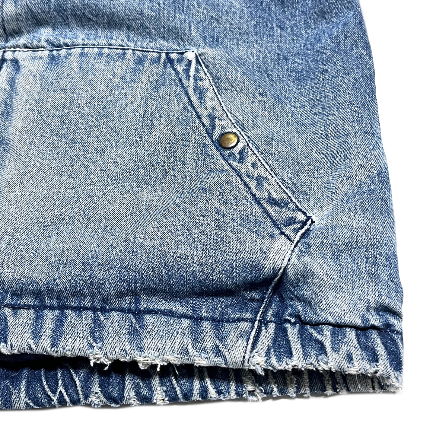 90s Ralph Lauren Denim Swing Top ポニーマーク無し M ディテール 2 ジーンジャケットの裾 タートルチェックインナー 金メッキのボ