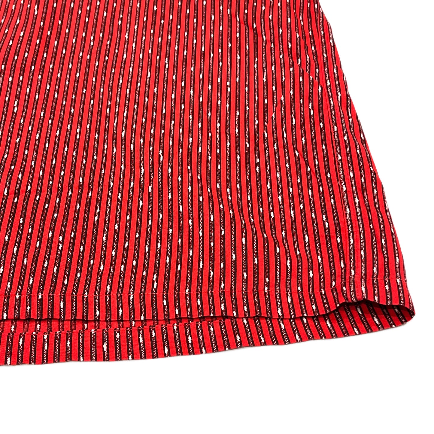 60s Vintage Cotton SH M ディテール 赤い縦縞プリント ボタン 袖口