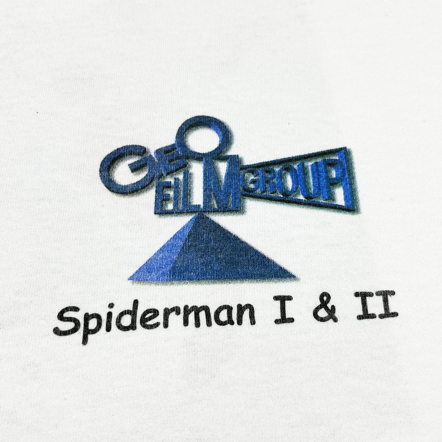 00's Hanes Spiderman I & II "GEO FILM GROUP" T Size (L) レア!