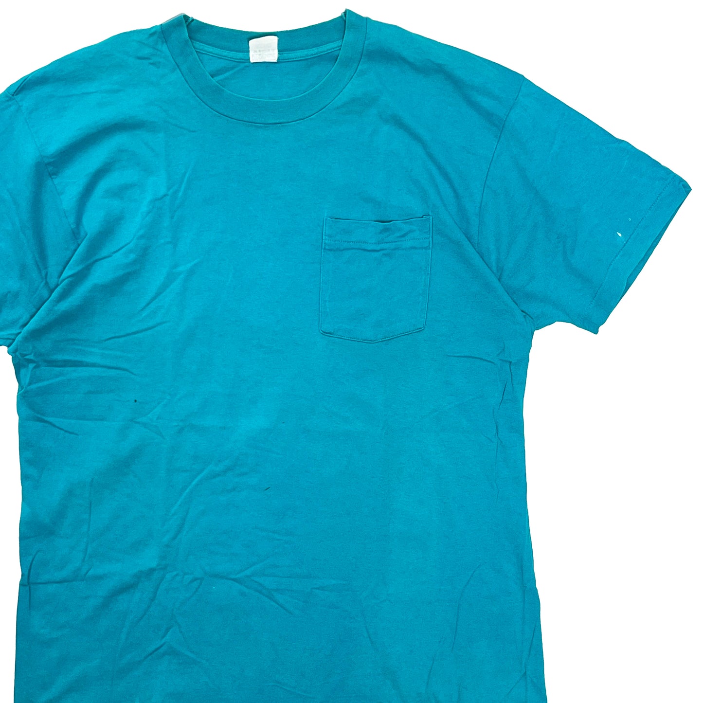 80's FRUIT OF THE LOOM Pocket T Turquoise Size (XXL)