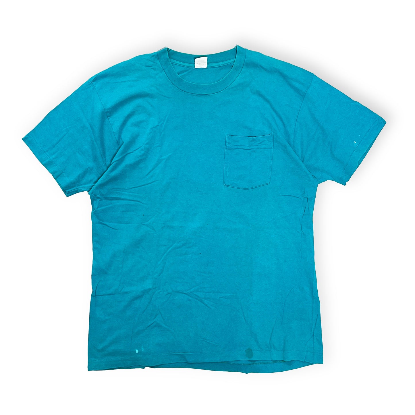 80's FRUIT OF THE LOOM Pocket T Turquoise Size (XXL)