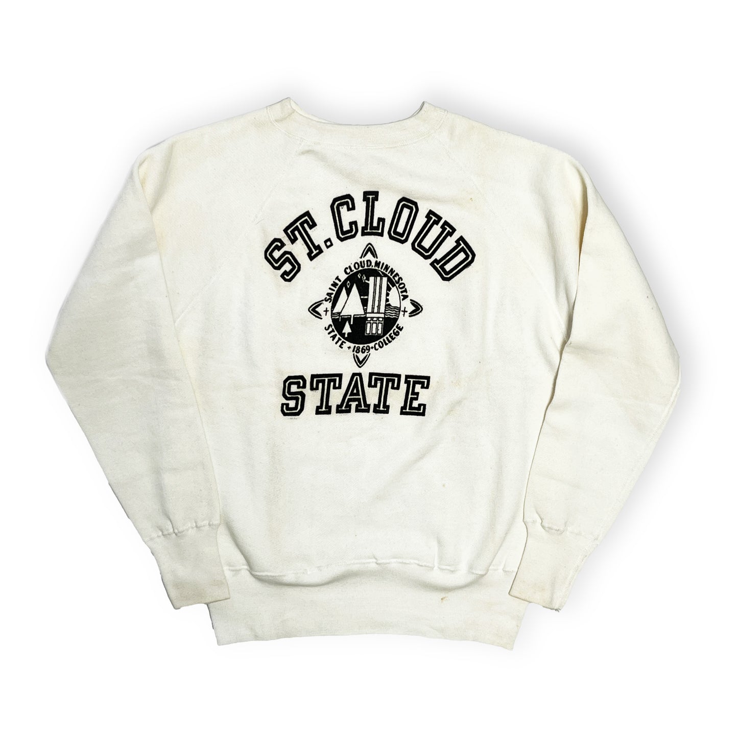 60's Champion ランタグ Flocky Print Sweat "St.Cloud State" Size (L) Almost Deadstock