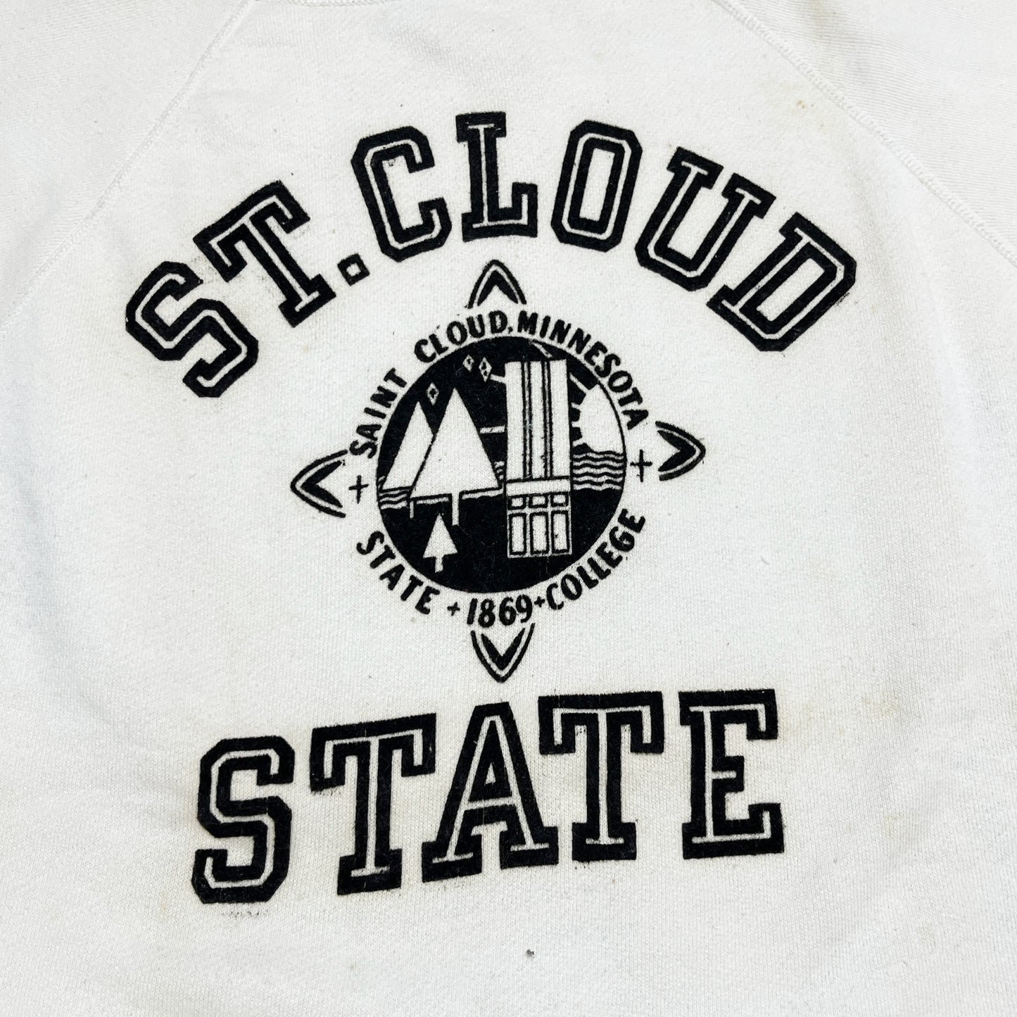 60's Champion ランタグ Flocky Print Sweat "St.Cloud State" Size (L) Almost Deadstock