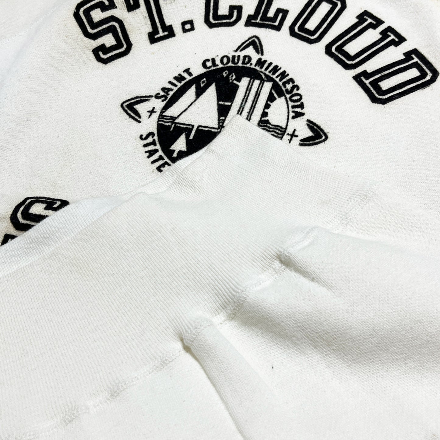 60's Champion ランタグ Flocky Print Sweat "St.Cloud State" Size (L) Almost Deadstock