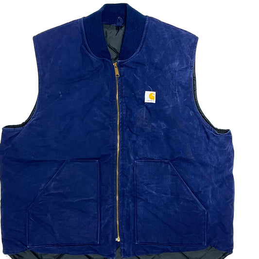 80's Carharrt Duck Vest ネイビー 胸パッチ! Size (XXL-TALL)