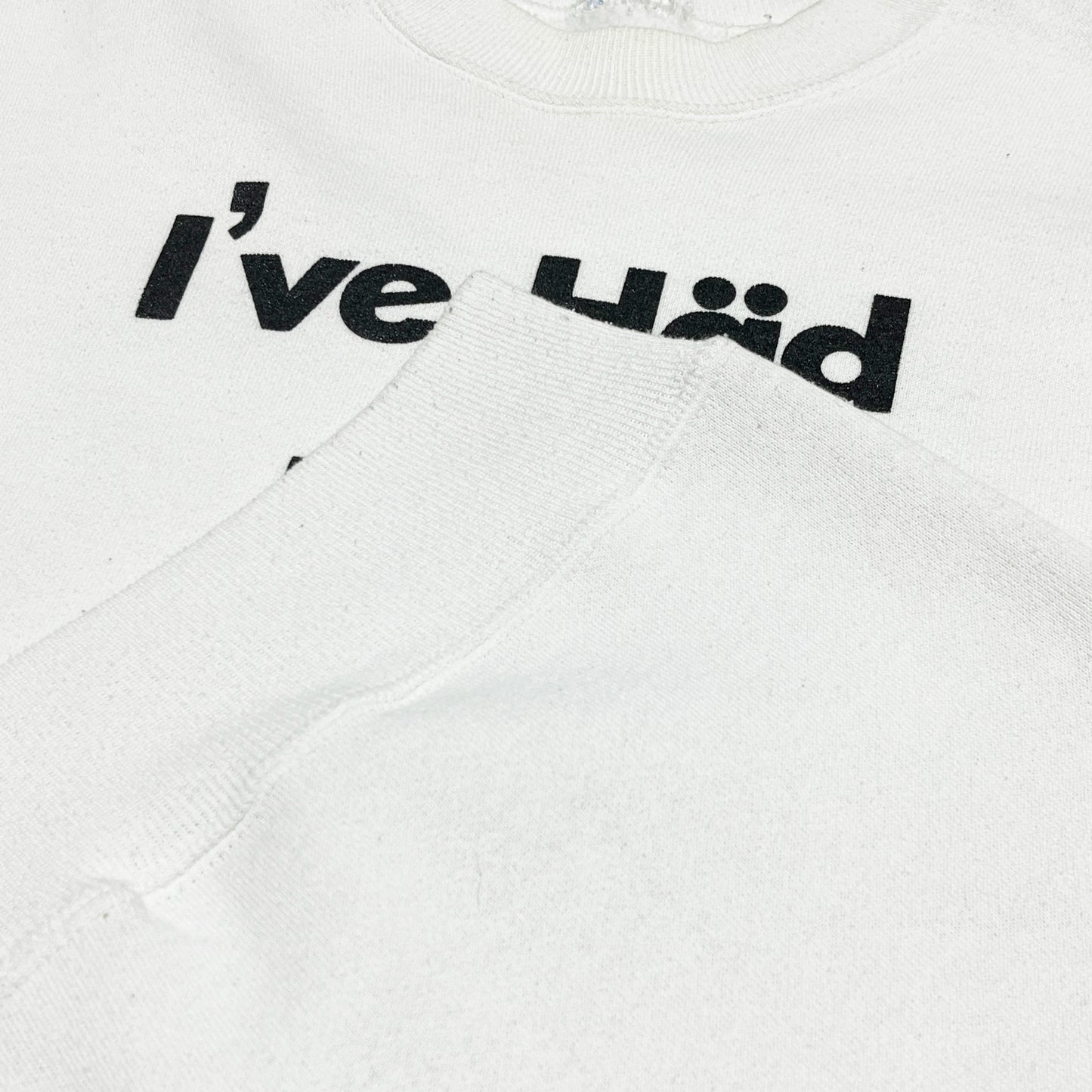 90s Unknown Haagen-Dazs Sweat "London" L-XL ディテール 白ベースの素材感と プリントの「I've Häd」部分