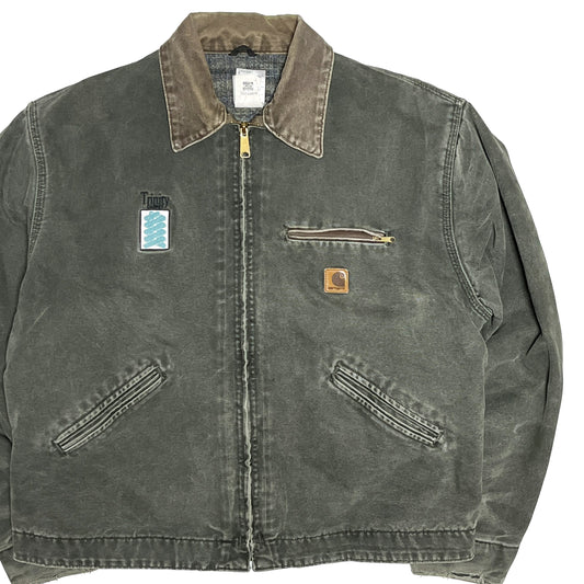 アメリカ製 Carhartt DETROIT JKT モスグリーン 極上雰囲気 Size (XL-R)