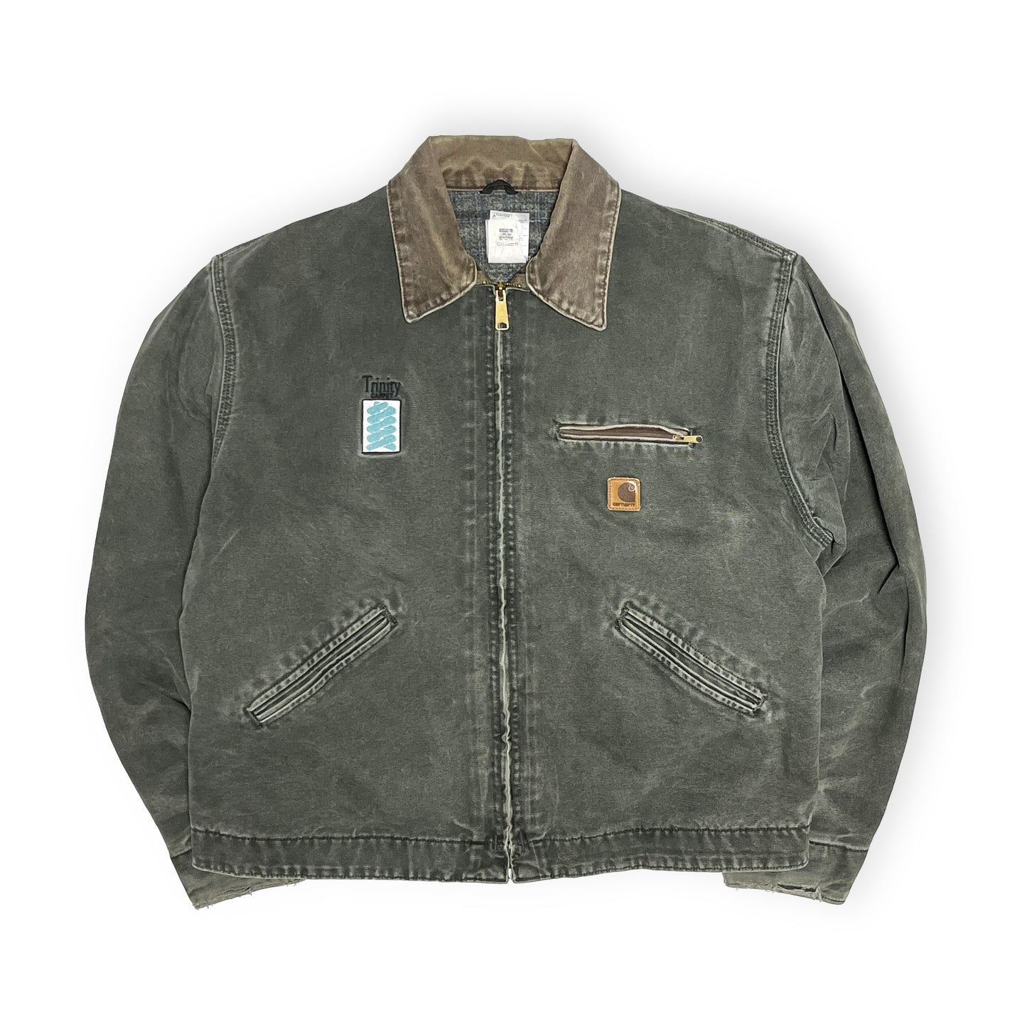 アメリカ製 Carhartt DETROIT JKT モスグリーン 極上雰囲気 Size (XL-R)