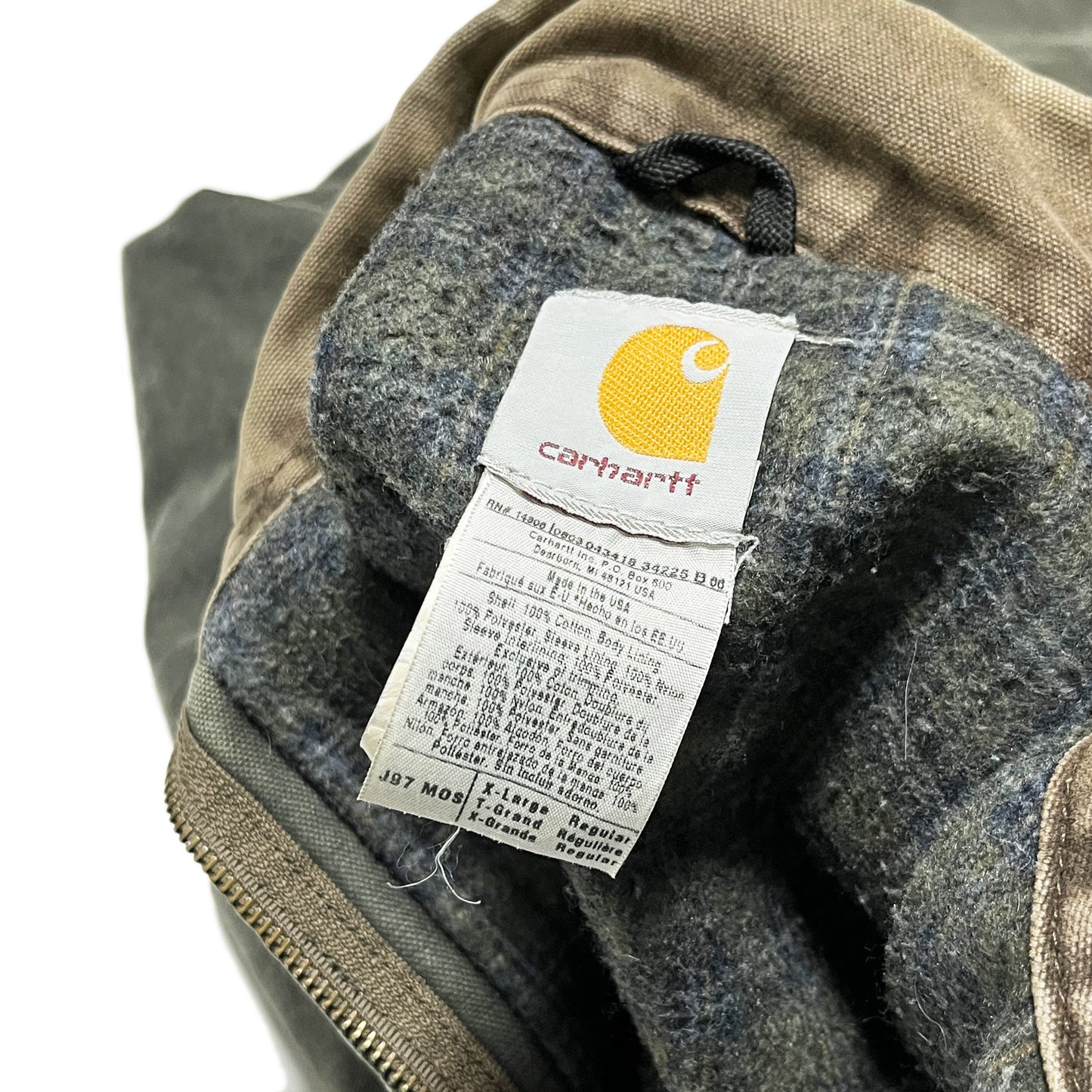 アメリカ製 Carhartt DETROIT JKT モスグリーン 極上雰囲気 Size (XL-R)