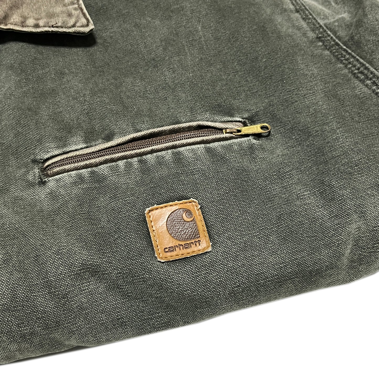 アメリカ製 Carhartt DETROIT JKT モスグリーン 極上雰囲気 Size (XL-R)