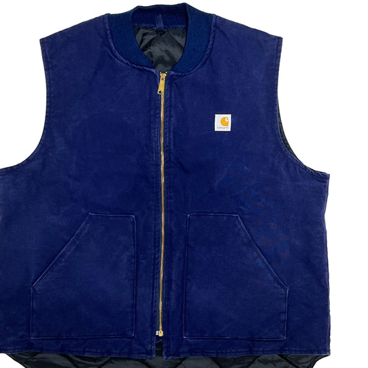 80's Carharrt Duck Vest ネイビー 胸パッチ! Size (XXL-TALL)