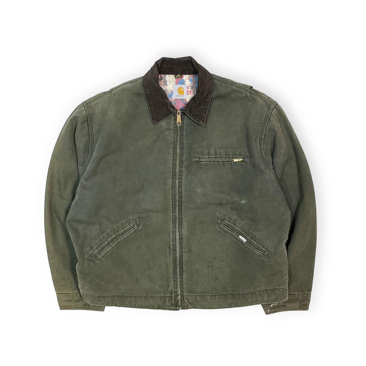 80's〜 Carhartt Detroit JKT モスグリーン Native Lining Size (L-XL)位 激レア!