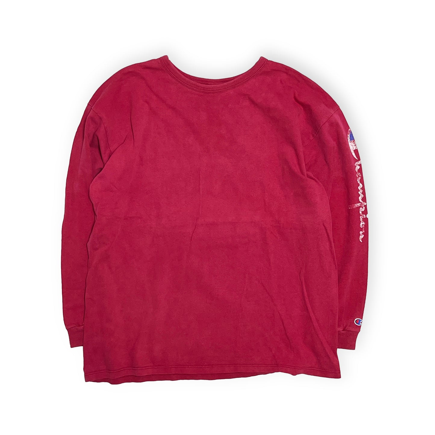 90's 青刺繍タグ Champion スクリプトロゴ L/S T Size (XXL)