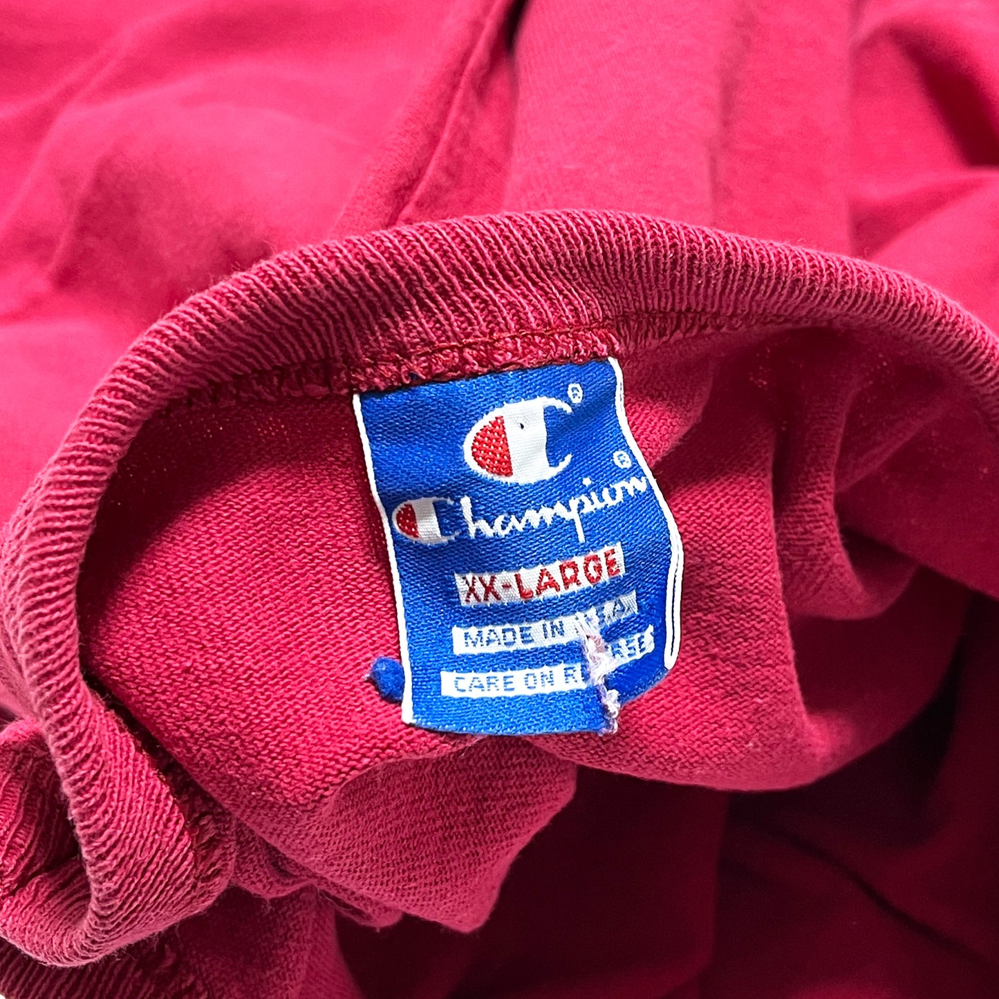 90's 青刺繍タグ Champion スクリプトロゴ L/S T Size (XXL)