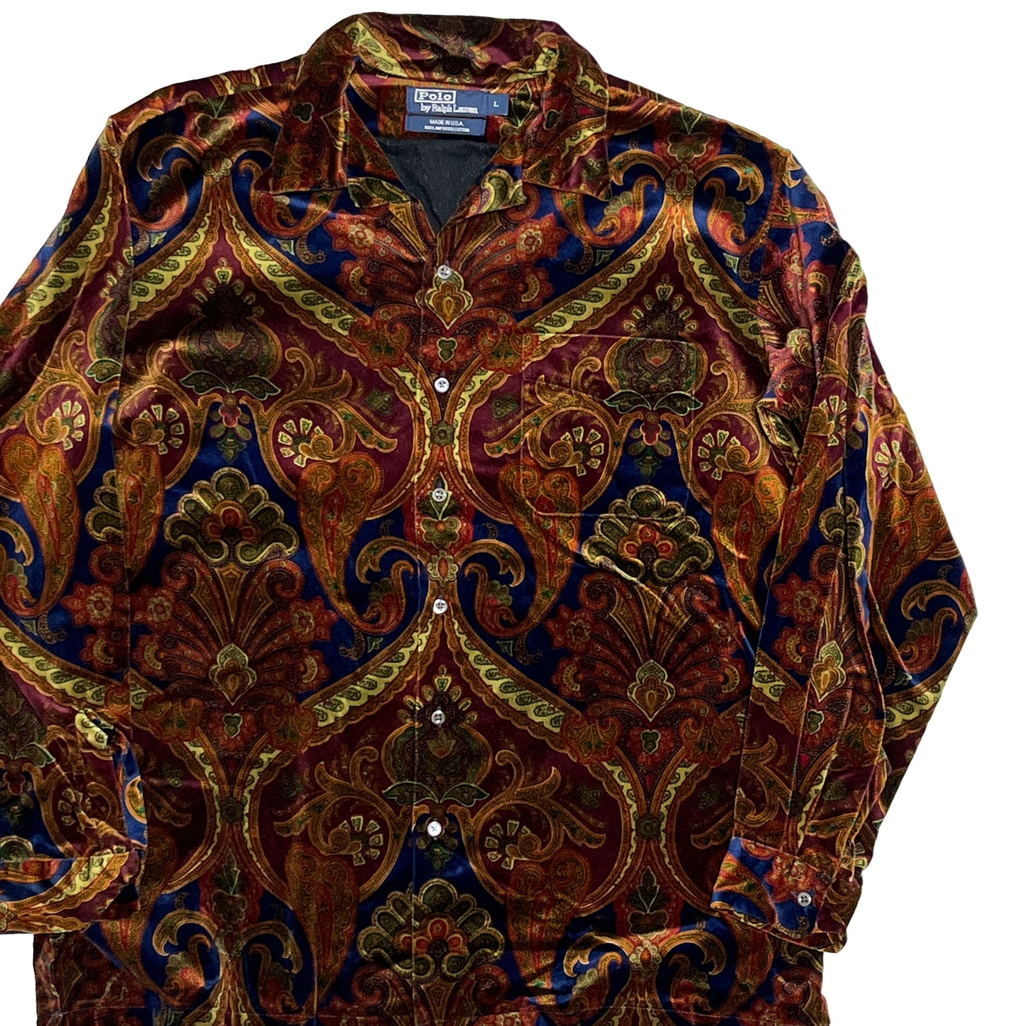 Ralph Lauren Velor Paisley L/S SH 好配色パターン Size (L) アメリカ製