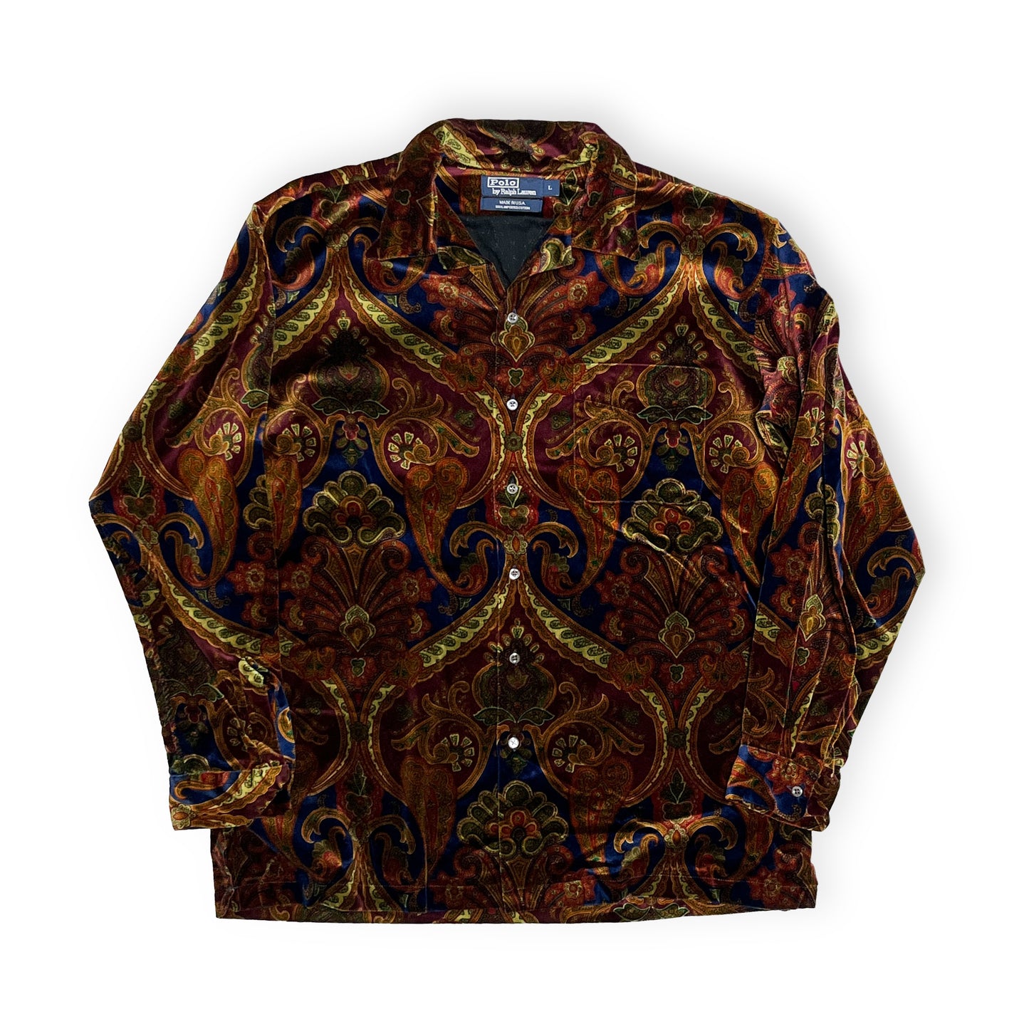 Ralph Lauren Velor Paisley L/S SH 好配色パターン Size (L) アメリカ製