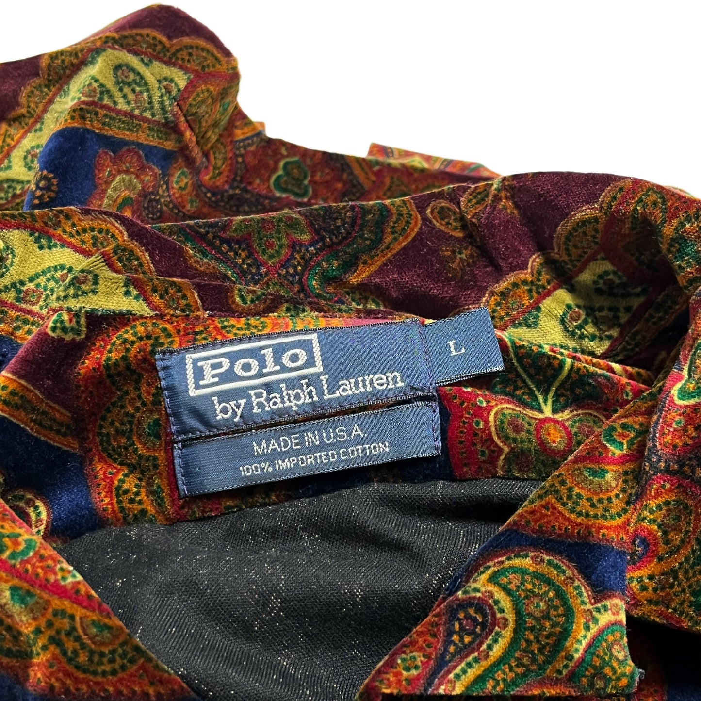 Ralph Lauren Velor Paisley L/S SH 好配色パターン Size (L) アメリカ製