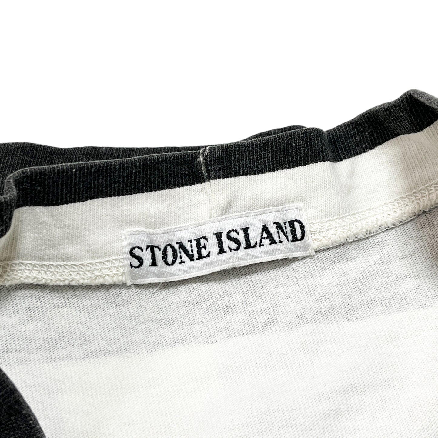 80's Stone Island Border L/S T ブラックXホワイト マッシモ・オスティ期 Size (L-XL)位