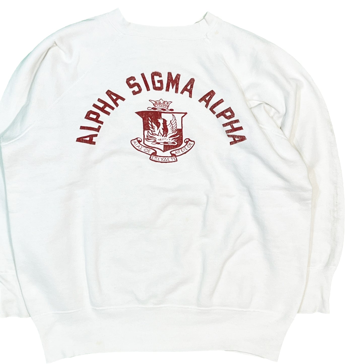 60's Champion Run Tag Sweat "ALPHA SIGMA ALPHA" Flocky Print Size (XL) ビッグサイズ!