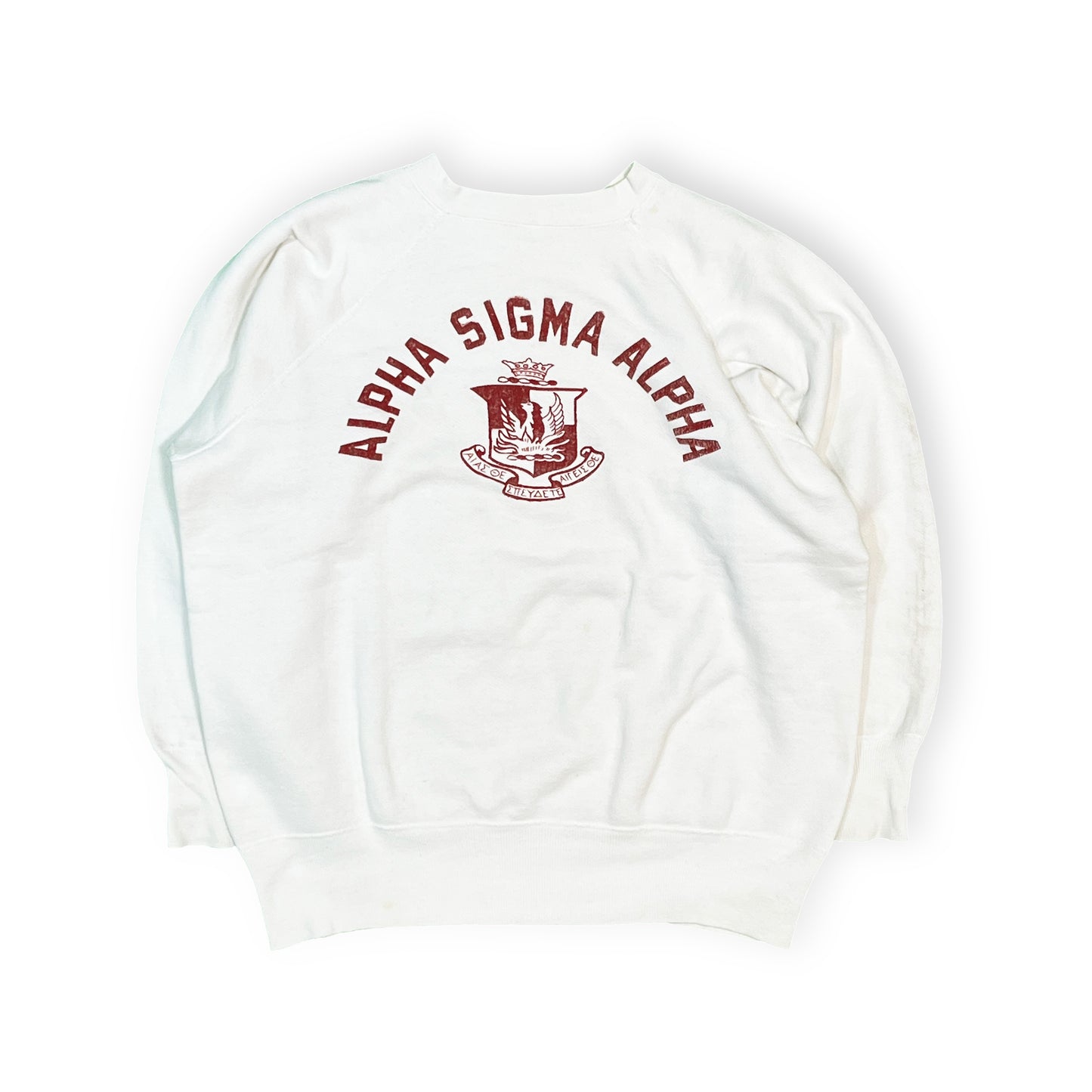 60's Champion Run Tag Sweat "ALPHA SIGMA ALPHA" Flocky Print Size (XL) ビッグサイズ!