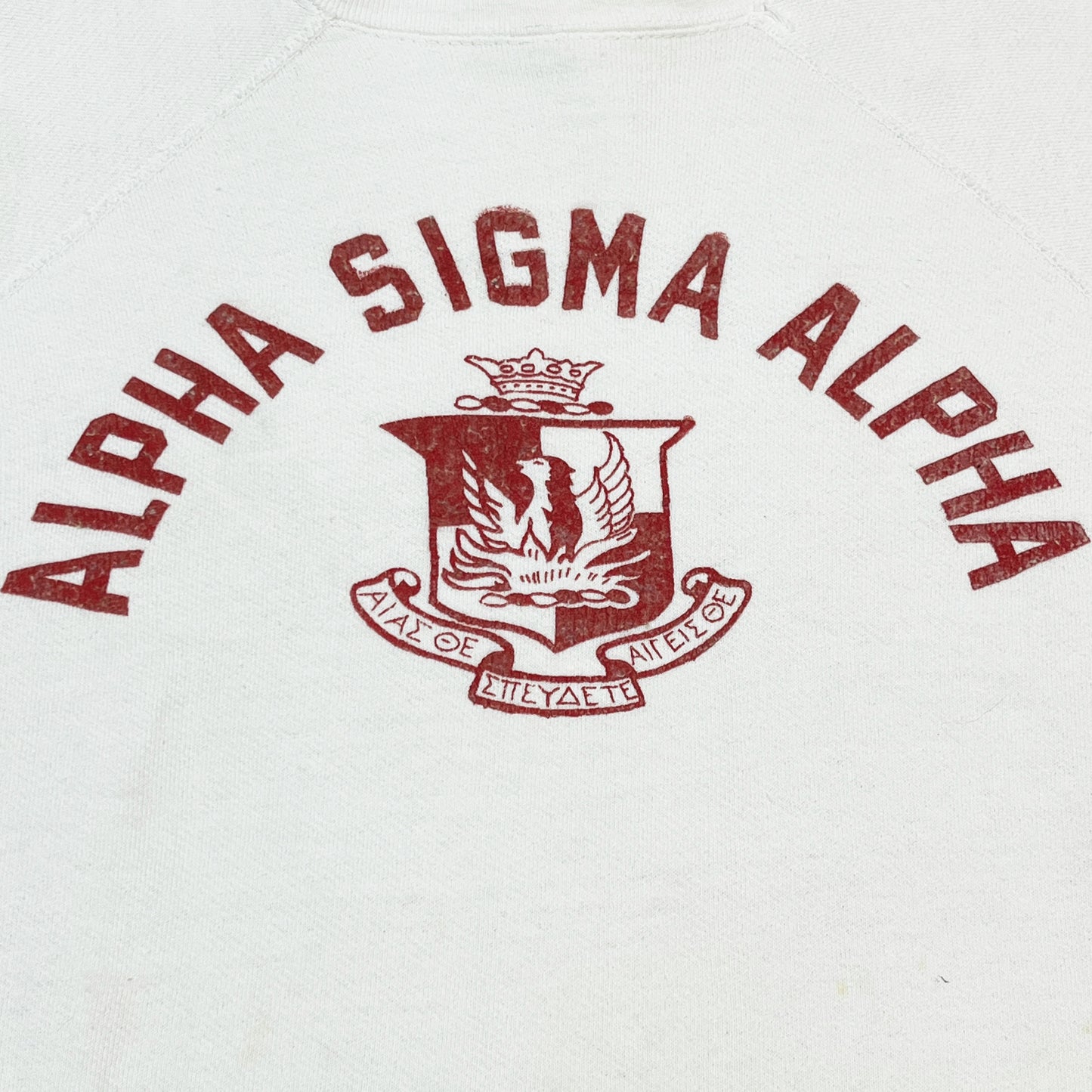60's Champion Run Tag Sweat "ALPHA SIGMA ALPHA" Flocky Print Size (XL) ビッグサイズ!