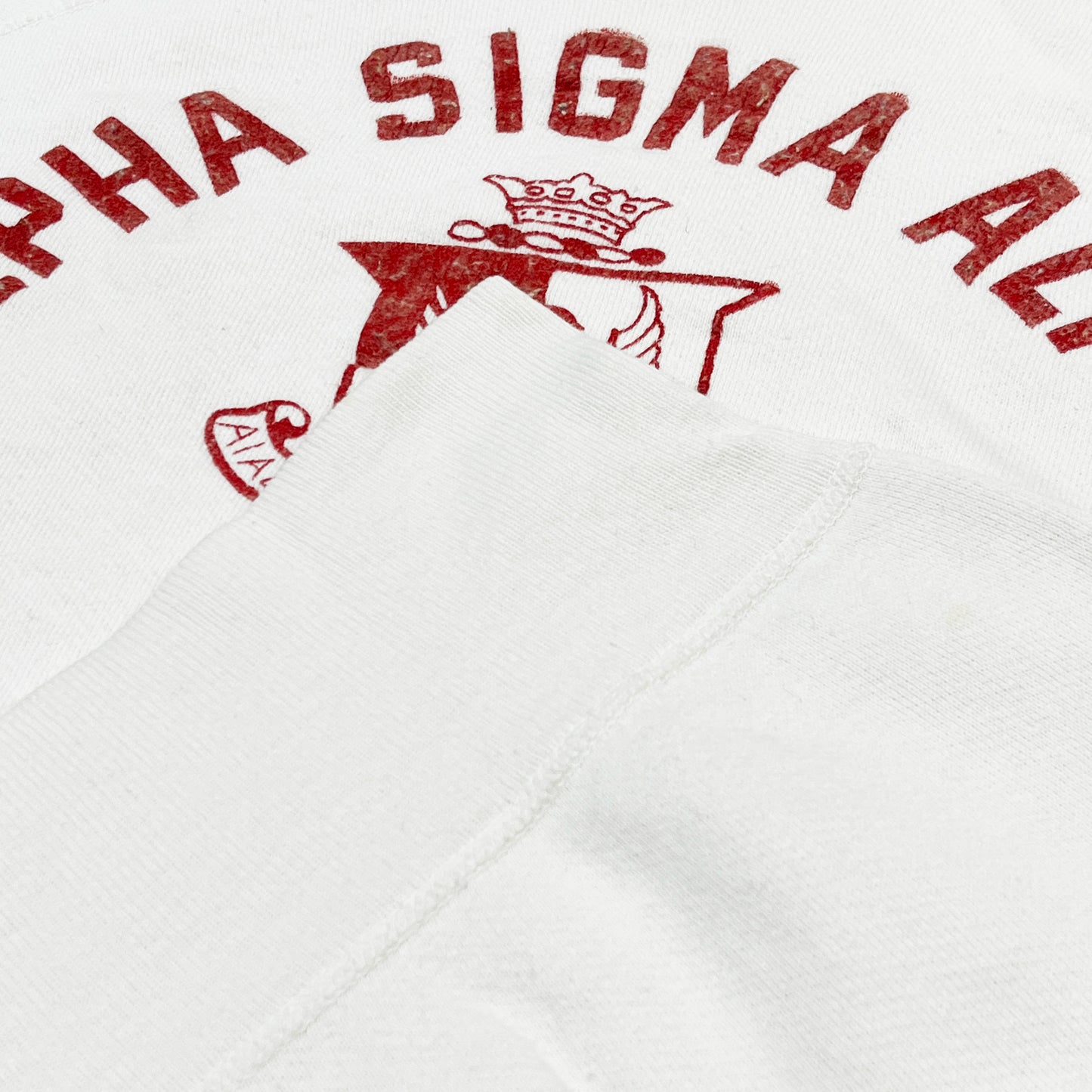 60's Champion Run Tag Sweat "ALPHA SIGMA ALPHA" Flocky Print Size (XL) ビッグサイズ!