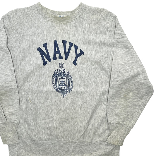 80's Champion R/W "NAVY" 染み込みプリント Size (M) レア!