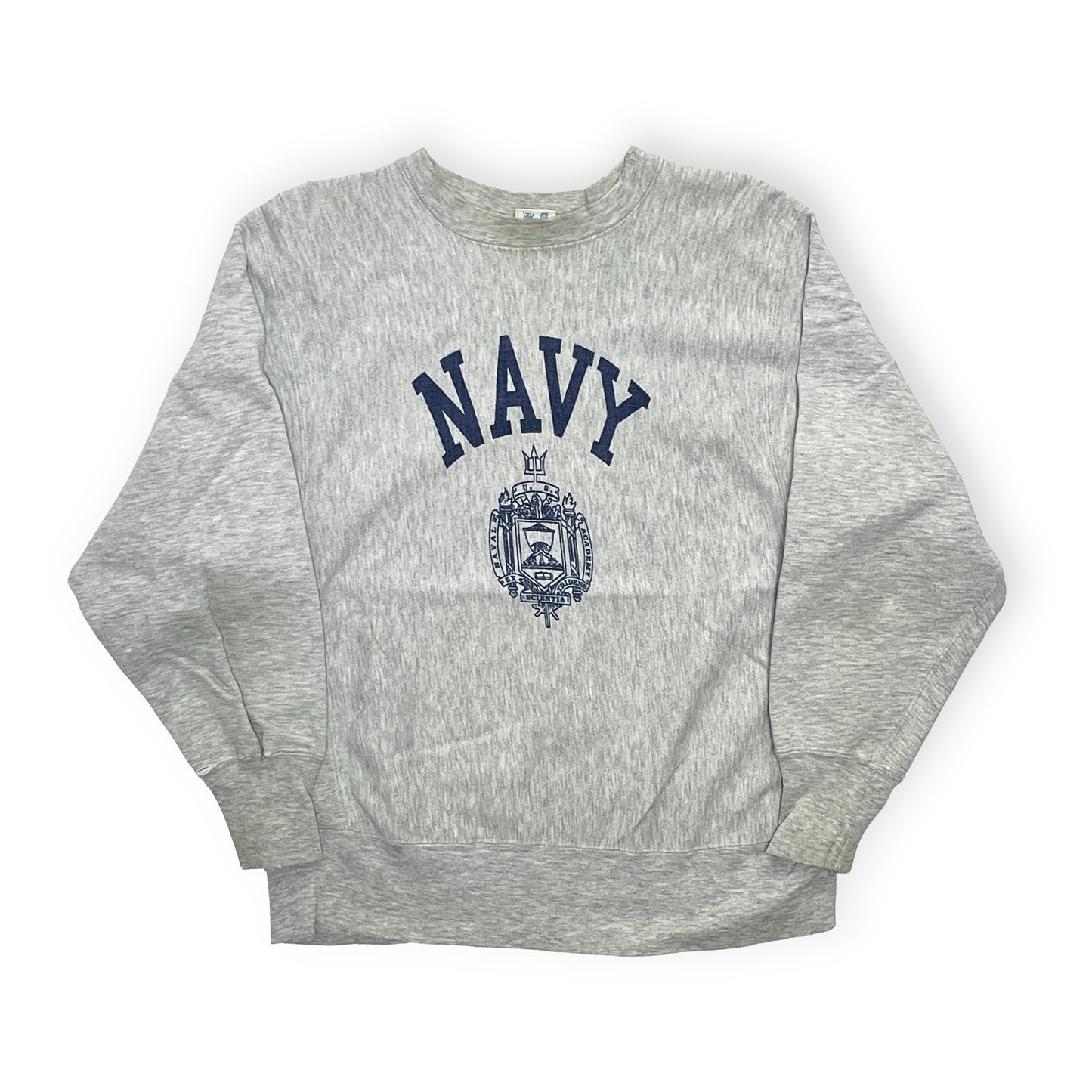 80's Champion R/W "NAVY" 染み込みプリント Size (M) レア!
