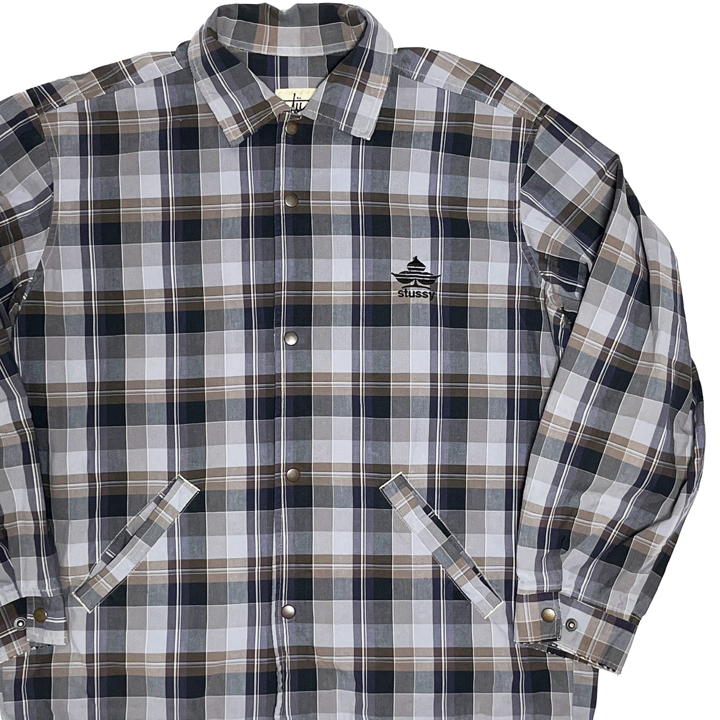90's Old Stussy 白タグ Coach JKT 好配色チェックパターン Size (L)