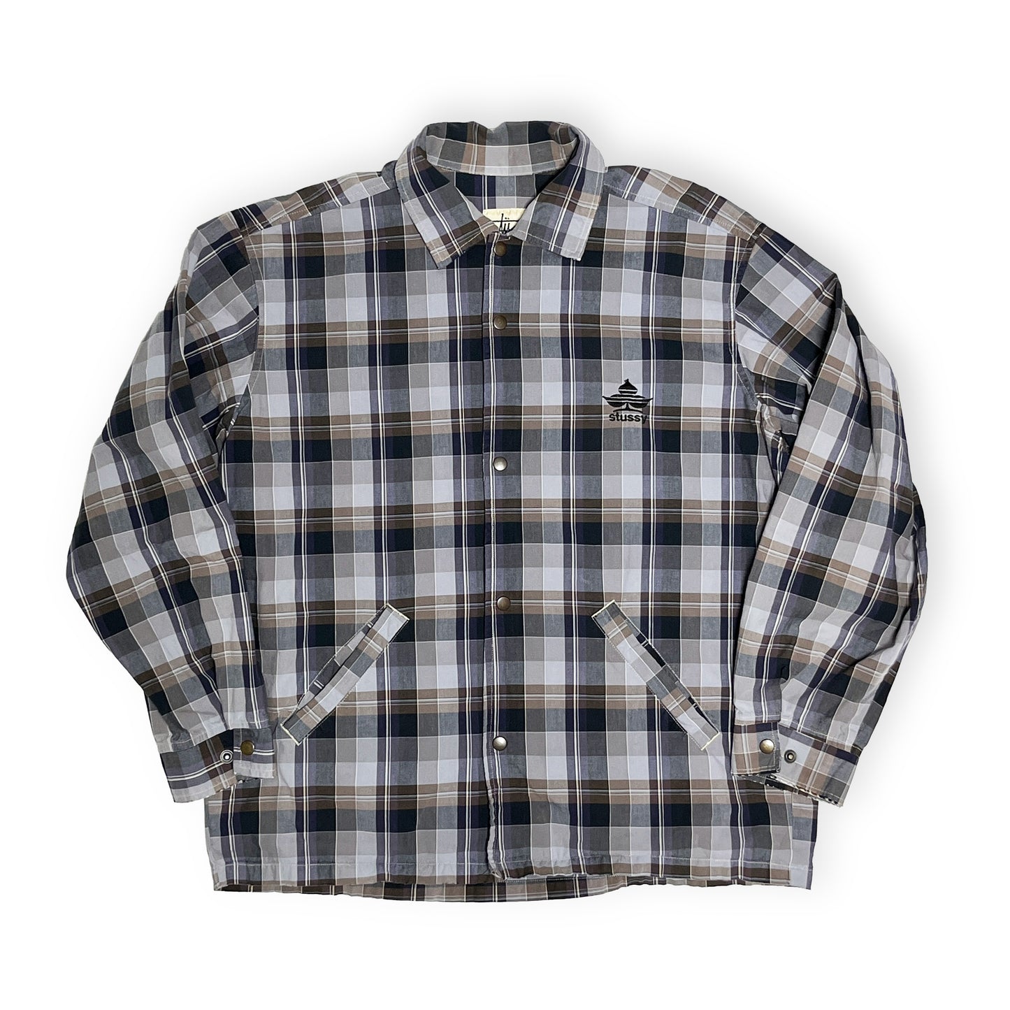 90's Old Stussy 白タグ Coach JKT 好配色チェックパターン Size (L)